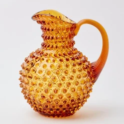 New Mrs. Alice Amber Hobnail Jug And Glasses (Set Of 6)