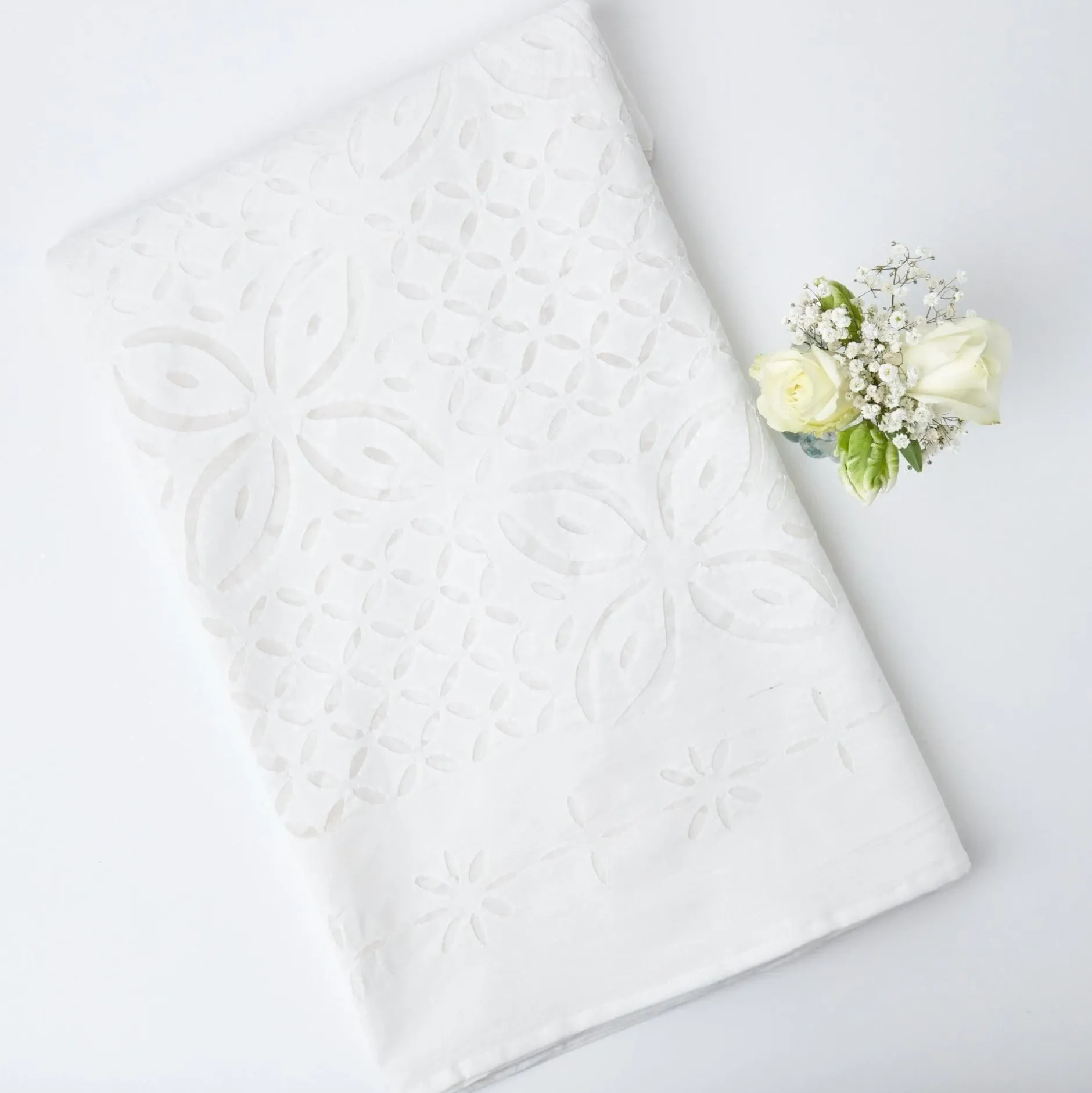 Sale Mrs. Alice Applique White Tablecloth