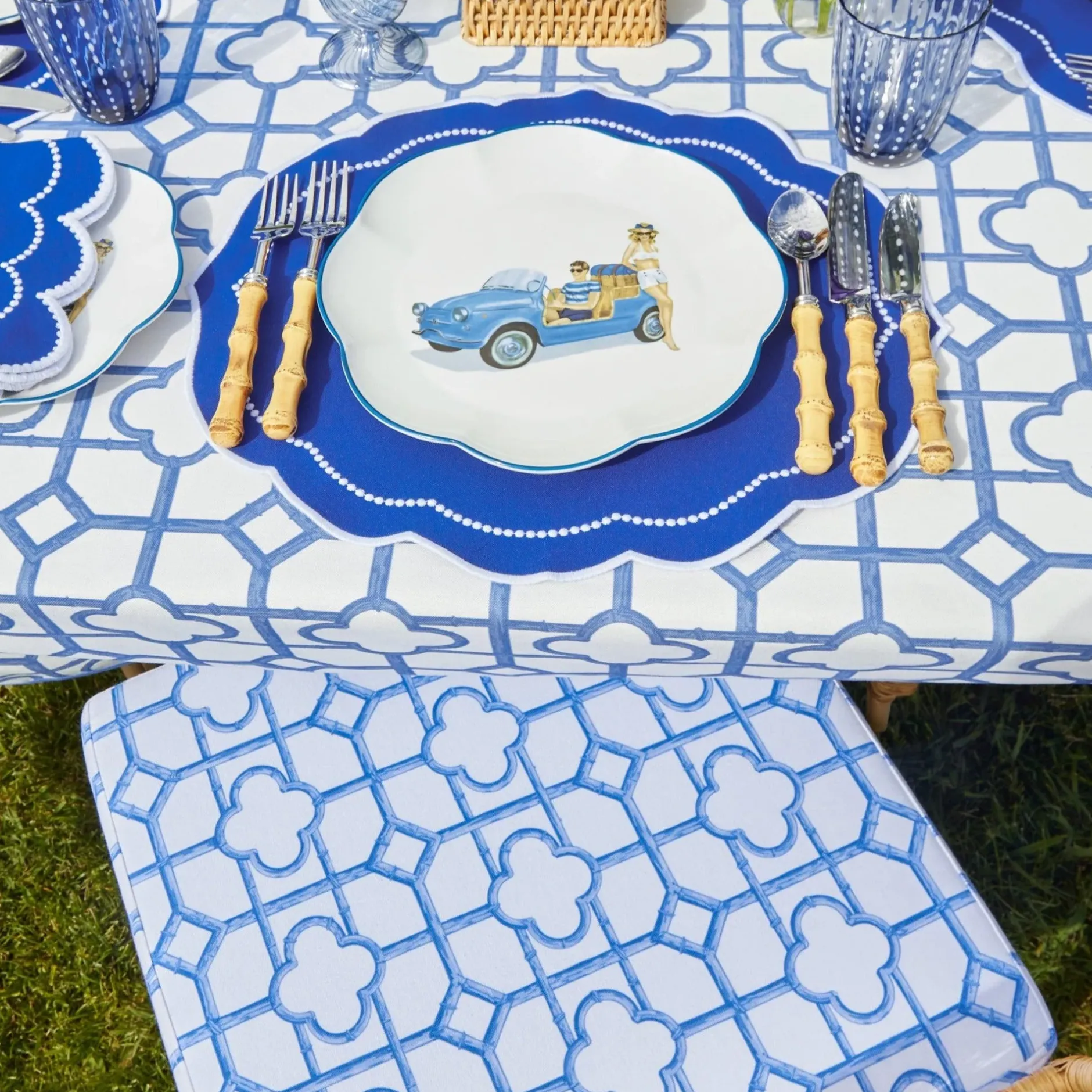 Hot Mrs. Alice Blue Bamboo Seat Pad Cushion