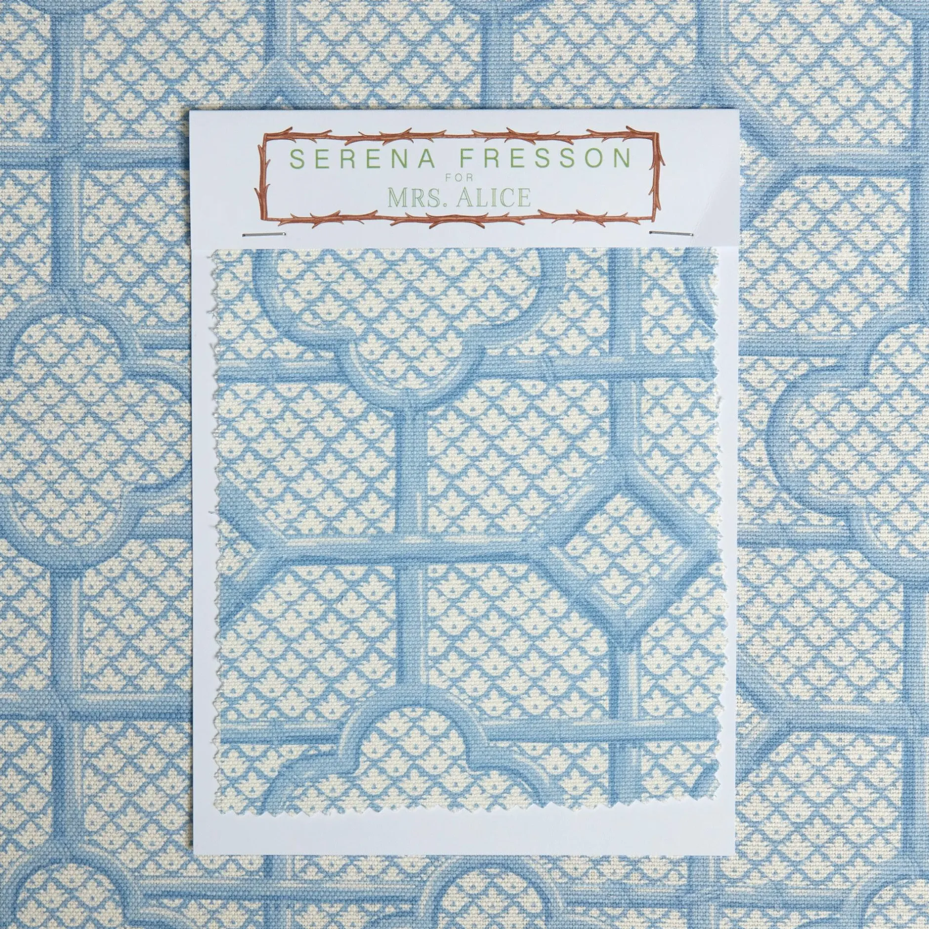 Sale Mrs. Alice Blue Bamboo Trellis Fabric
