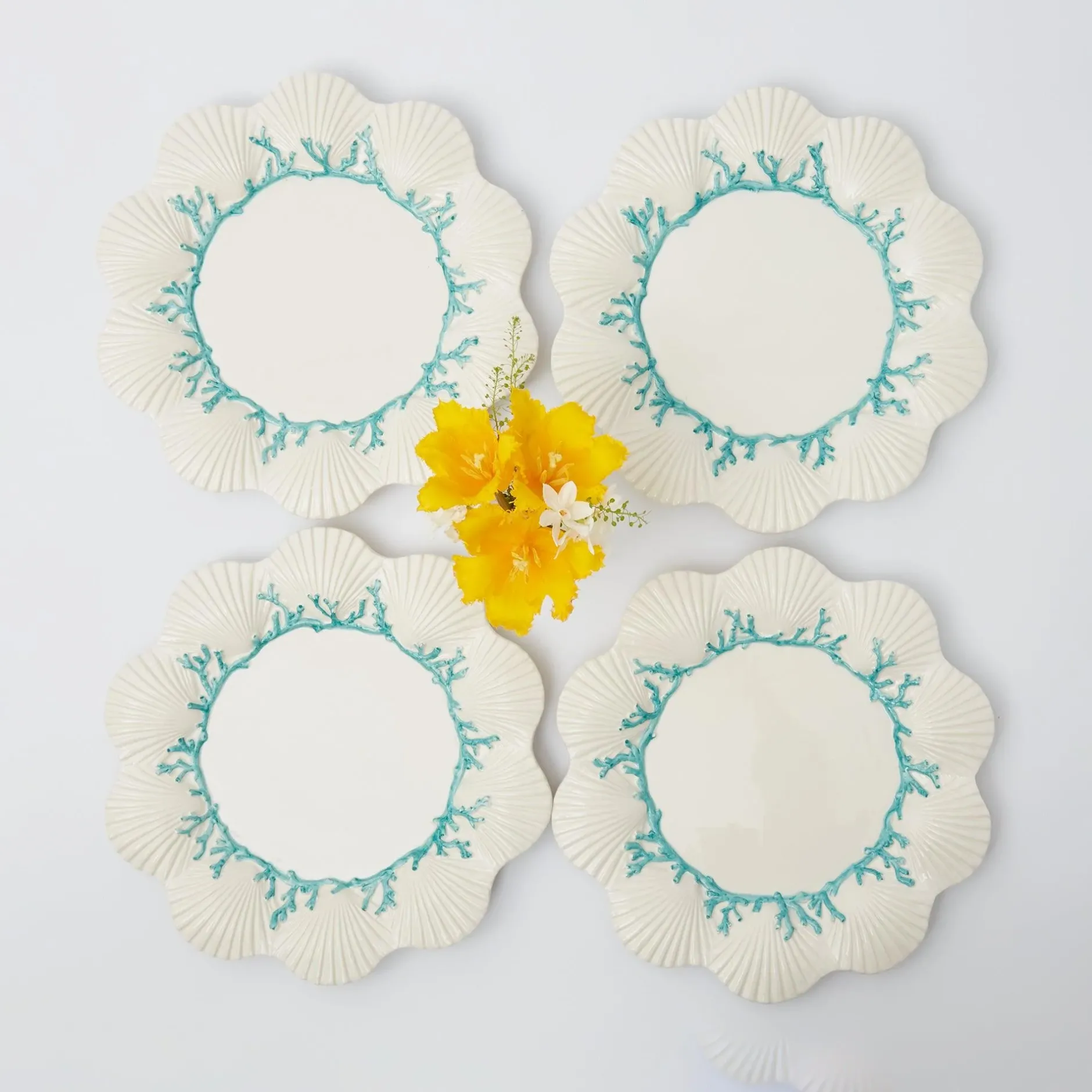 Mrs. Alice Blue Coral Dinner Plates (Set Of 4)