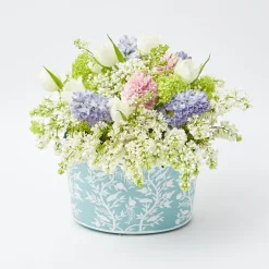 Hot Mrs. Alice Blue Floral Tole Scalloped Planter
