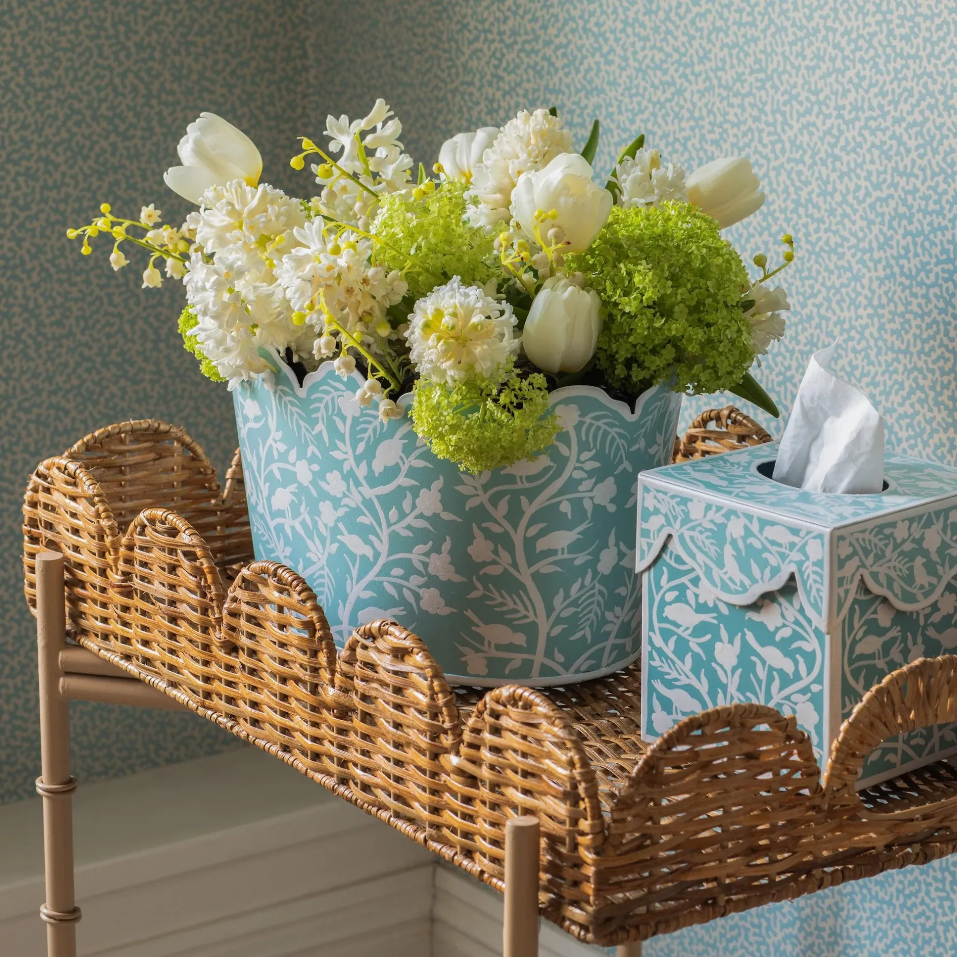 Outlet Mrs. Alice Blue Floral Toleware Set