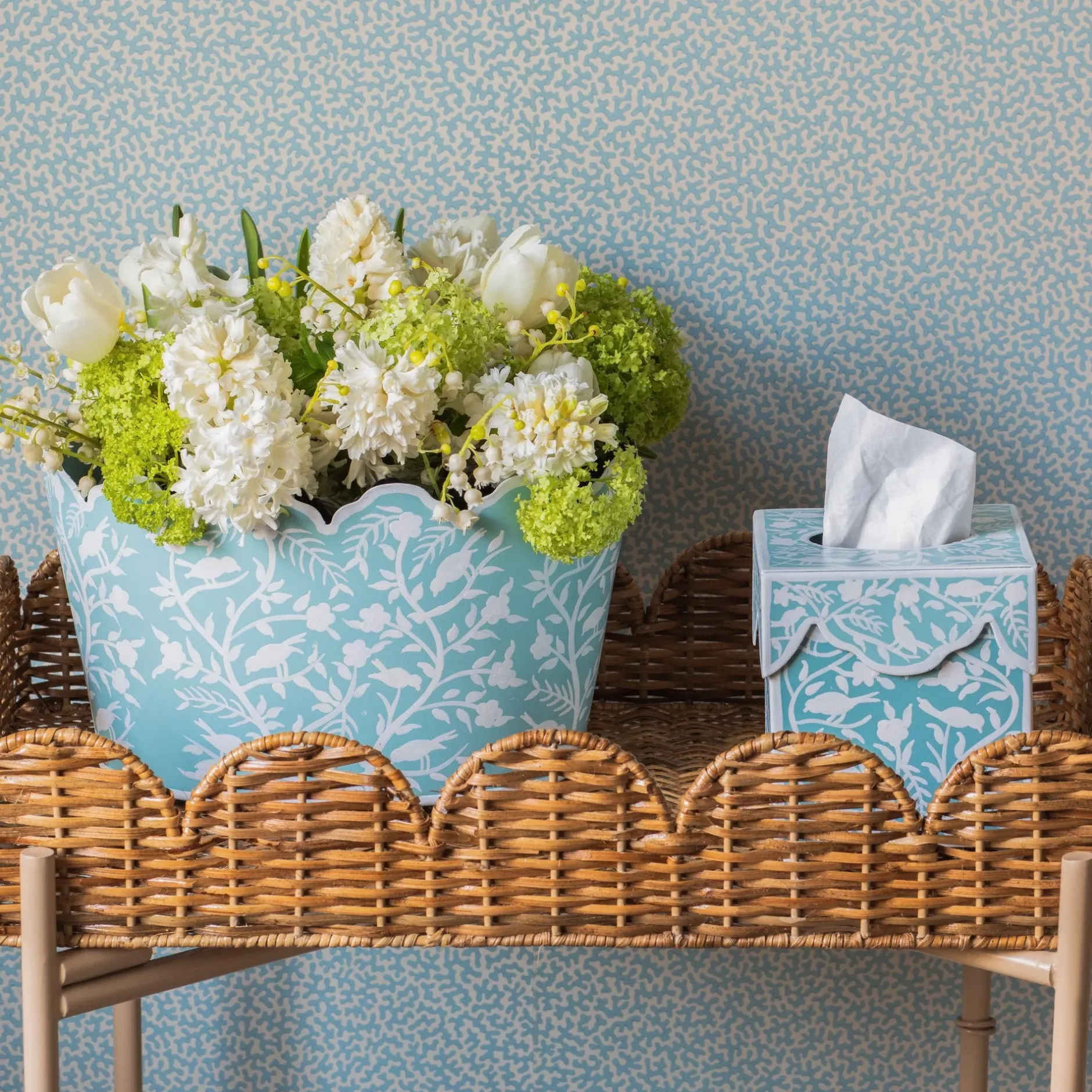 Outlet Mrs. Alice Blue Floral Toleware Set