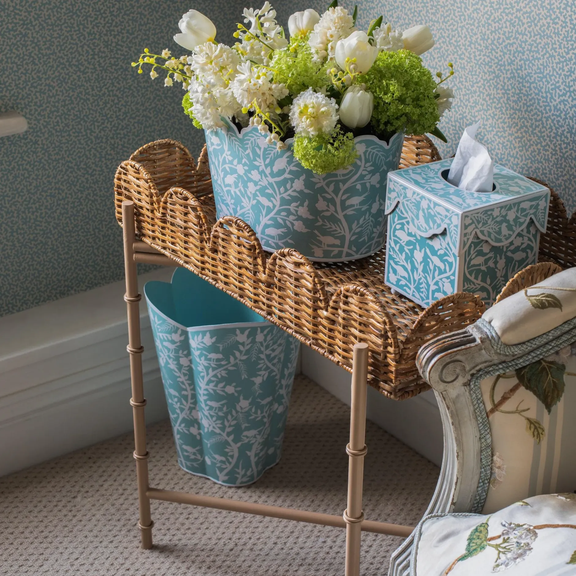 Outlet Mrs. Alice Blue Floral Toleware Set