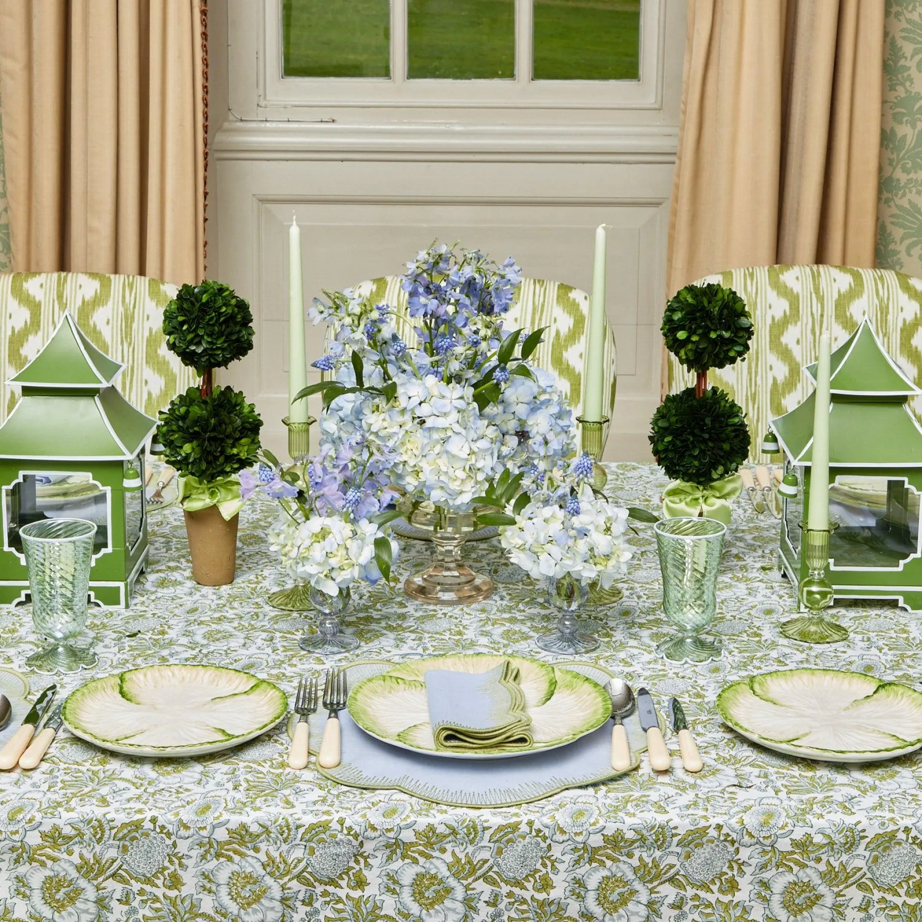 Mrs. Alice Blue Fluted Vase Set