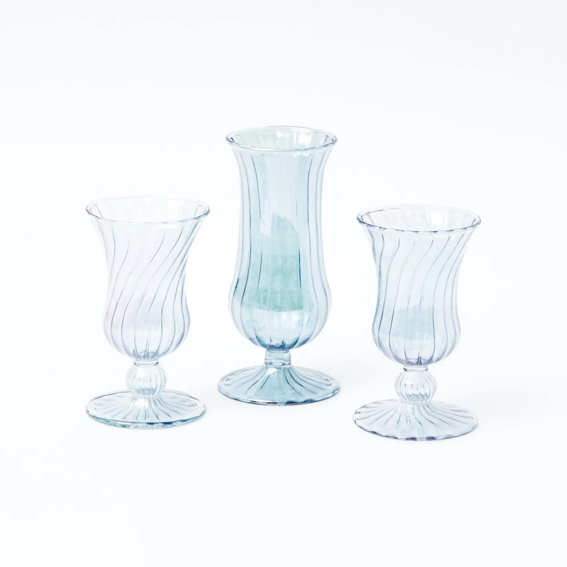 Mrs. Alice Blue Fluted Vase Set