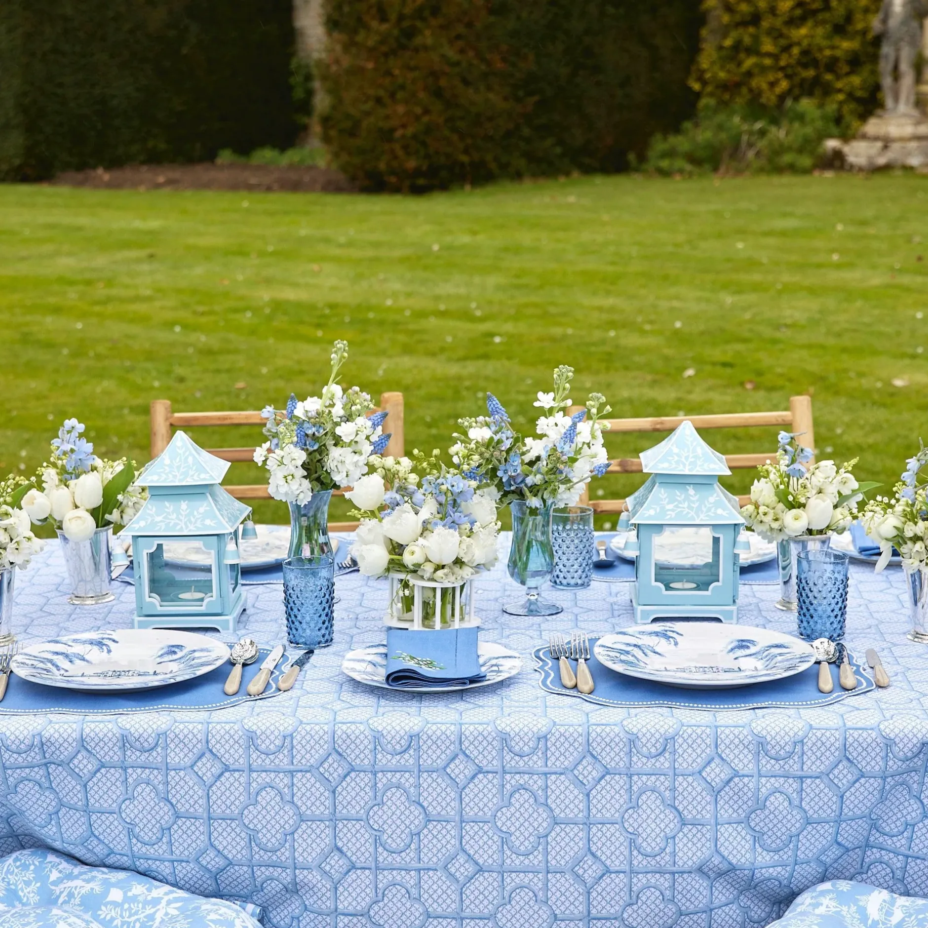 Hot Mrs. Alice Blue Fluted Vases (Pair)