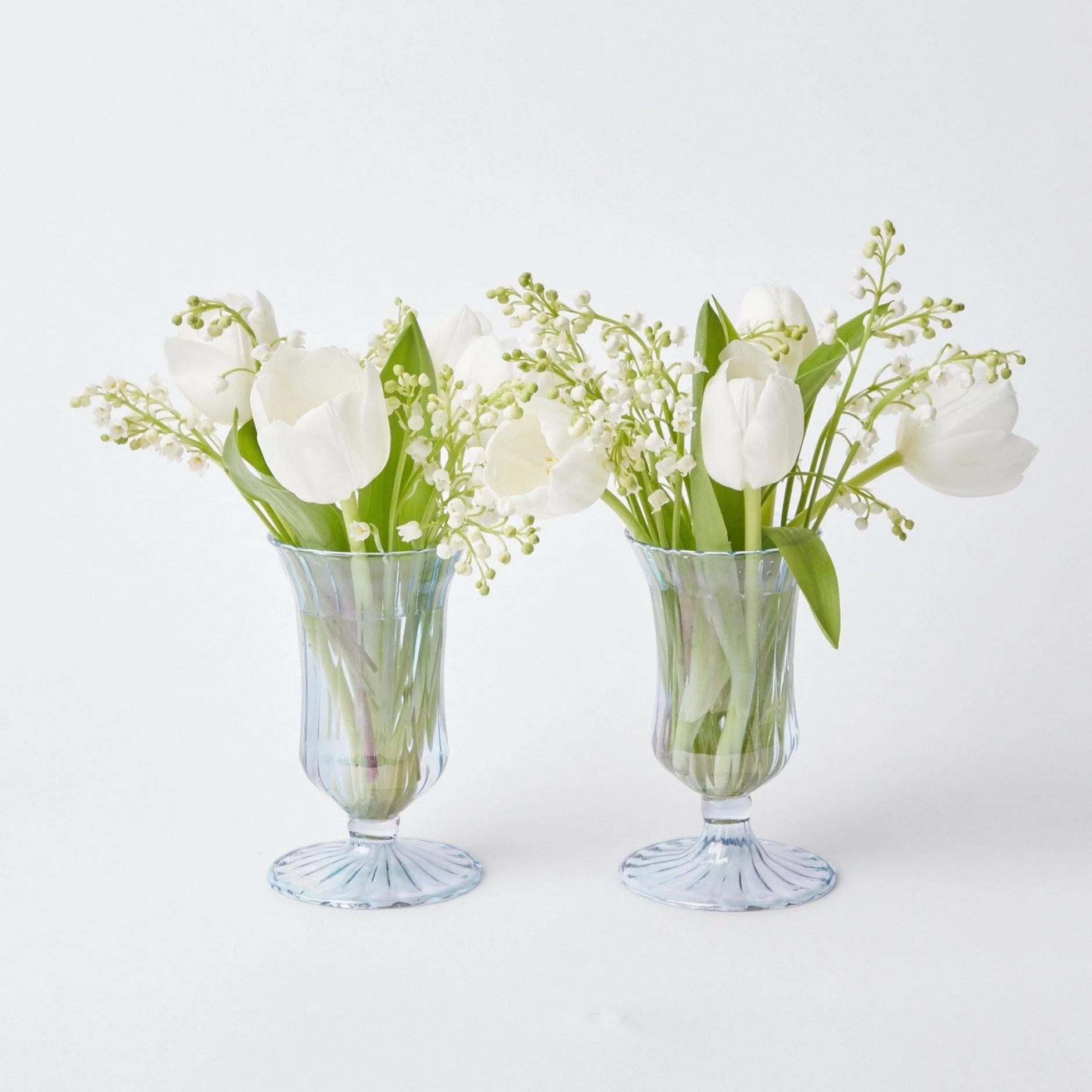 Hot Mrs. Alice Blue Fluted Vases (Pair)