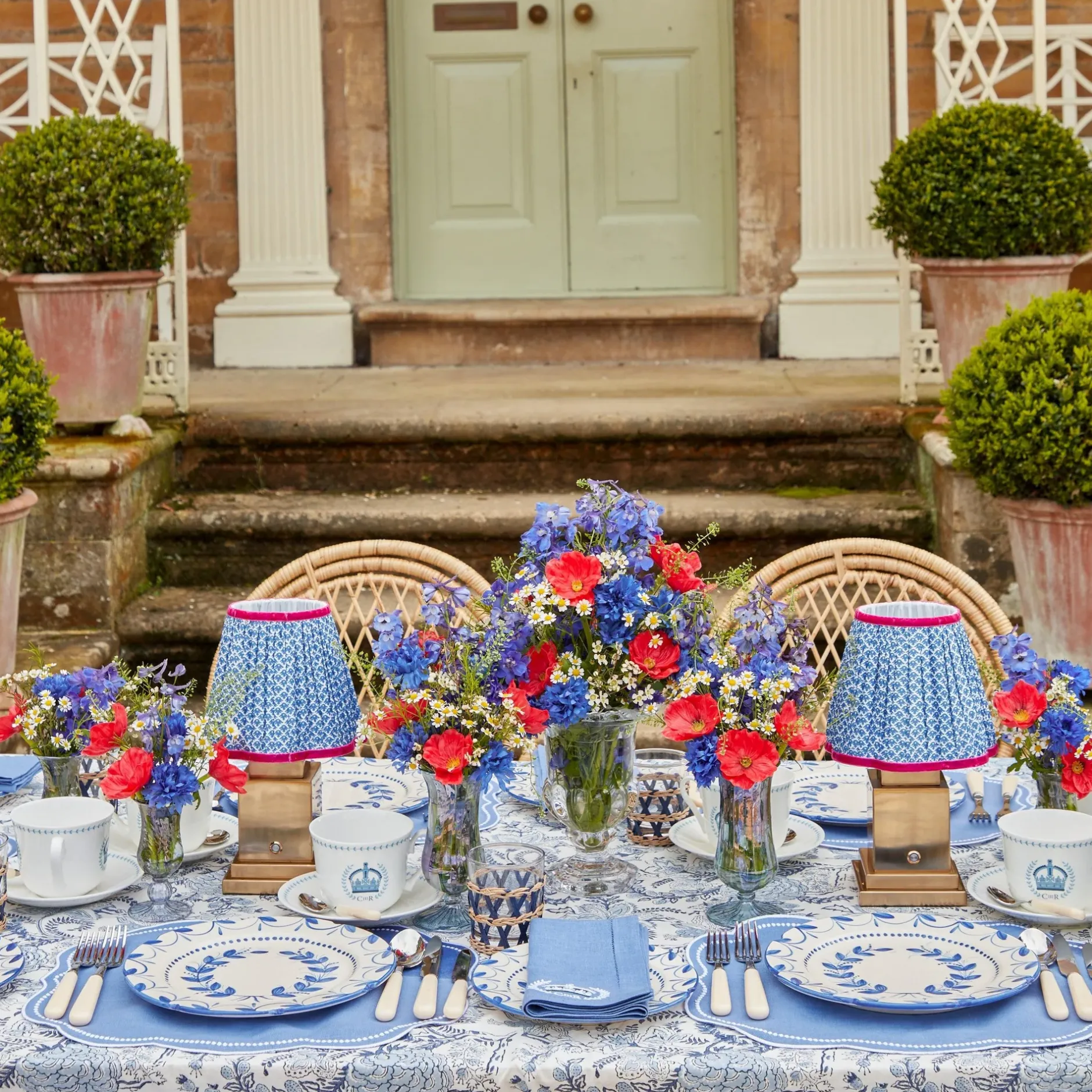 Hot Mrs. Alice Blue Fluted Vases (Pair)