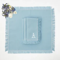 Hot Mrs. Alice Blue Fringe Napkins (Set Of 4)