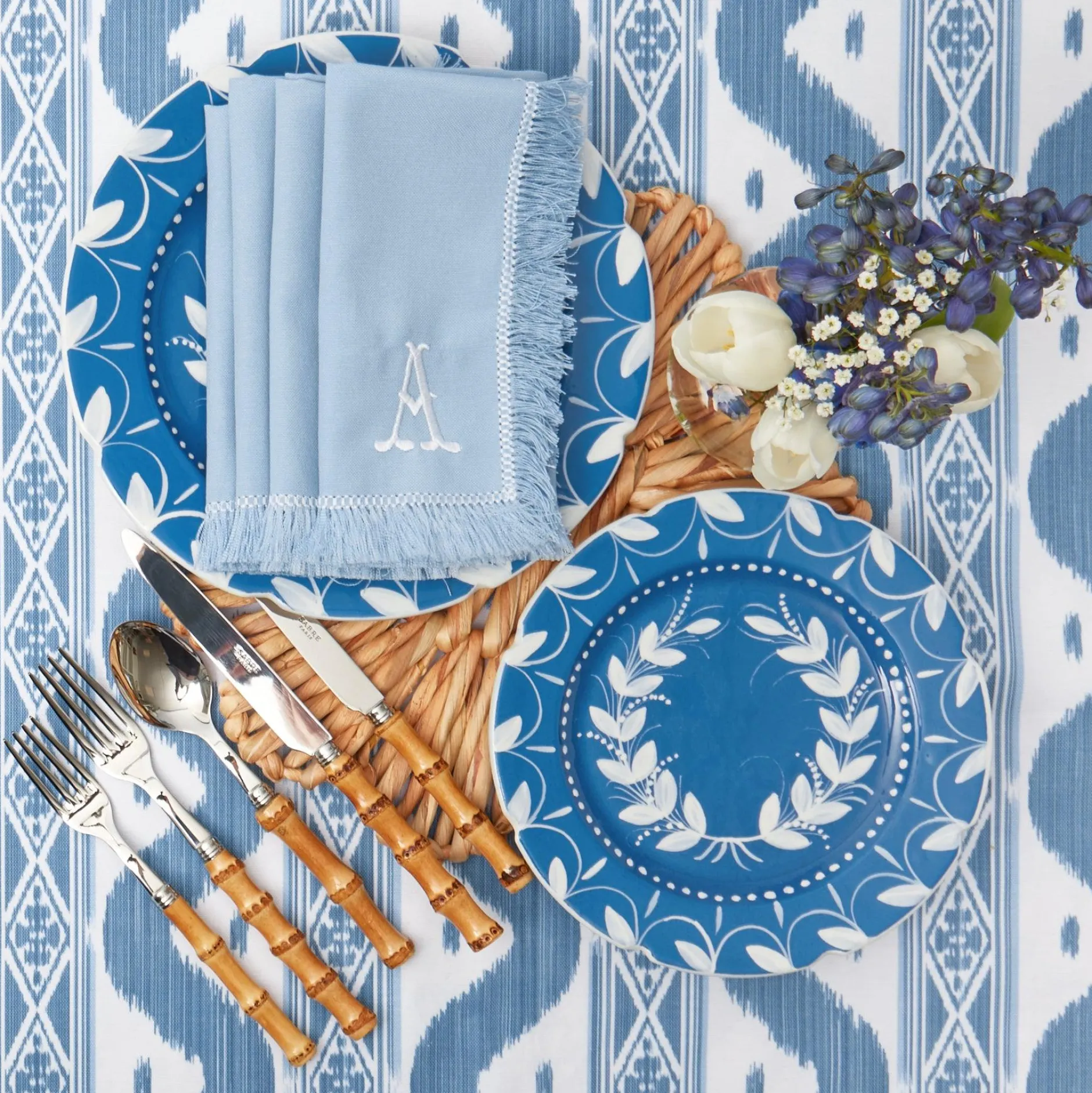 Hot Mrs. Alice Blue Fringe Napkins (Set Of 4)