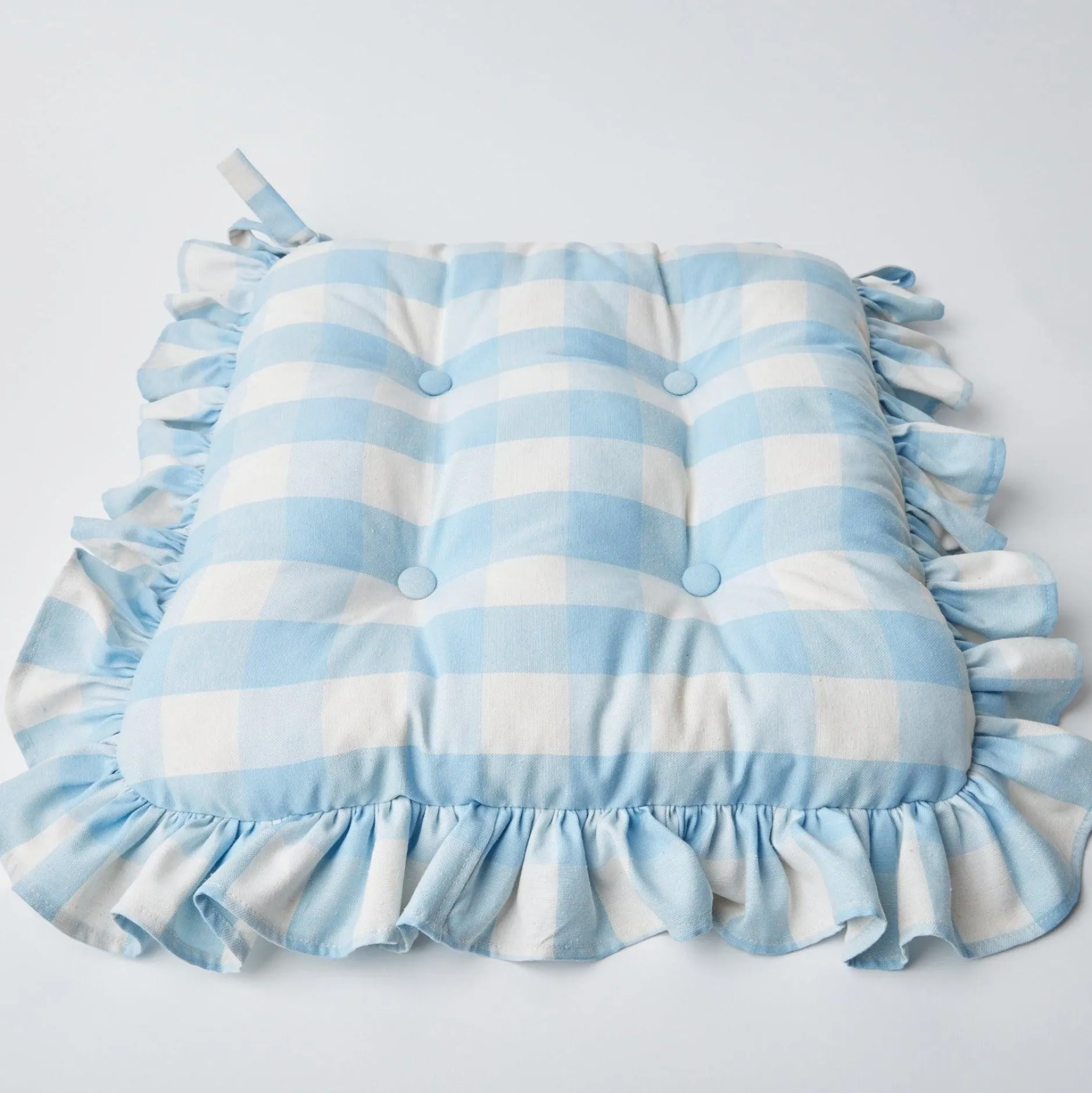 Best Mrs. Alice Blue Gingham Ruffle Seat Pad Cushion