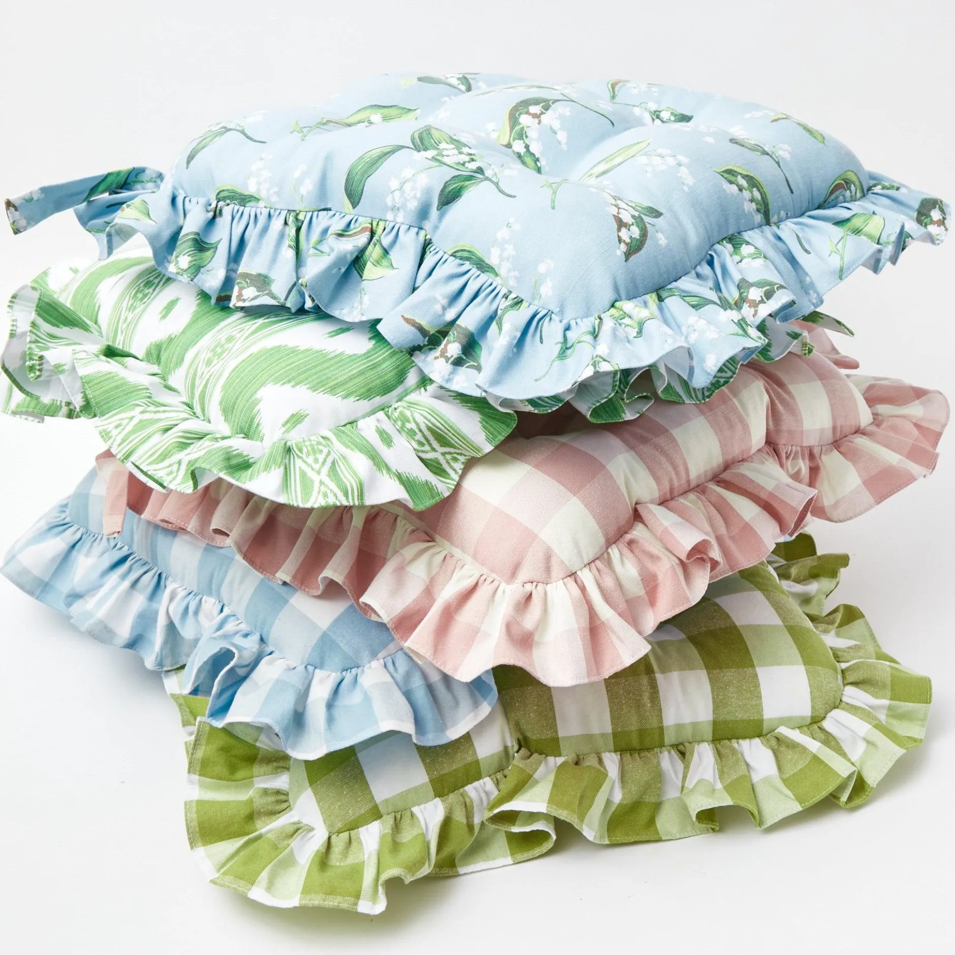 Best Mrs. Alice Blue Gingham Ruffle Seat Pad Cushion