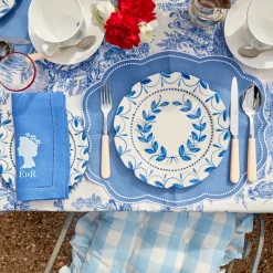 Outlet Mrs. Alice Blue Gingham Ruffle Seat Pad Cushion (Set Of 4)