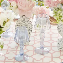 Best Mrs. Alice Blue Glass Lantern Tea Light Holder (Pair) - 18 Cm