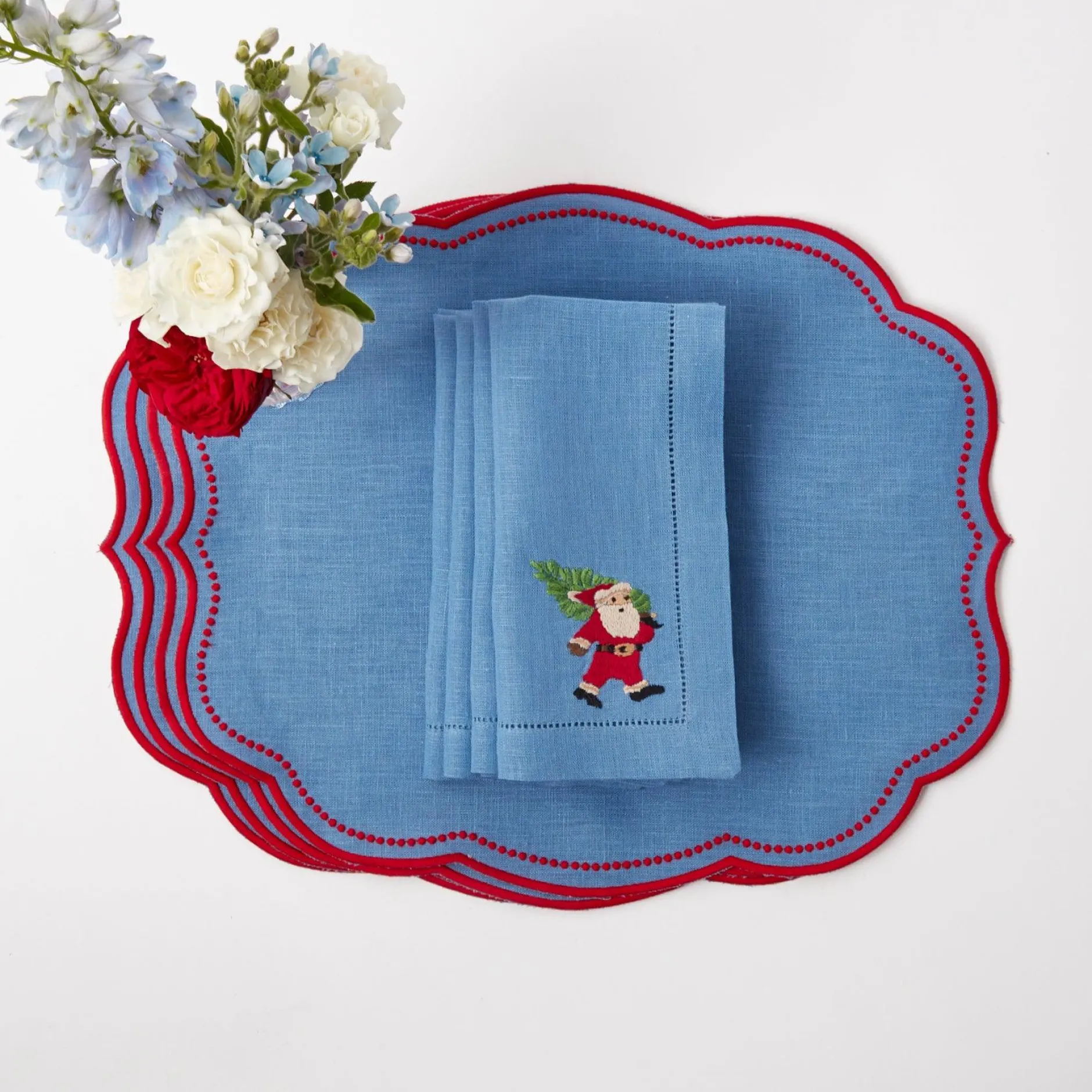 Discount Mrs. Alice Blue Hand Embroidered Father Christmas Napkins (Set Of 4)