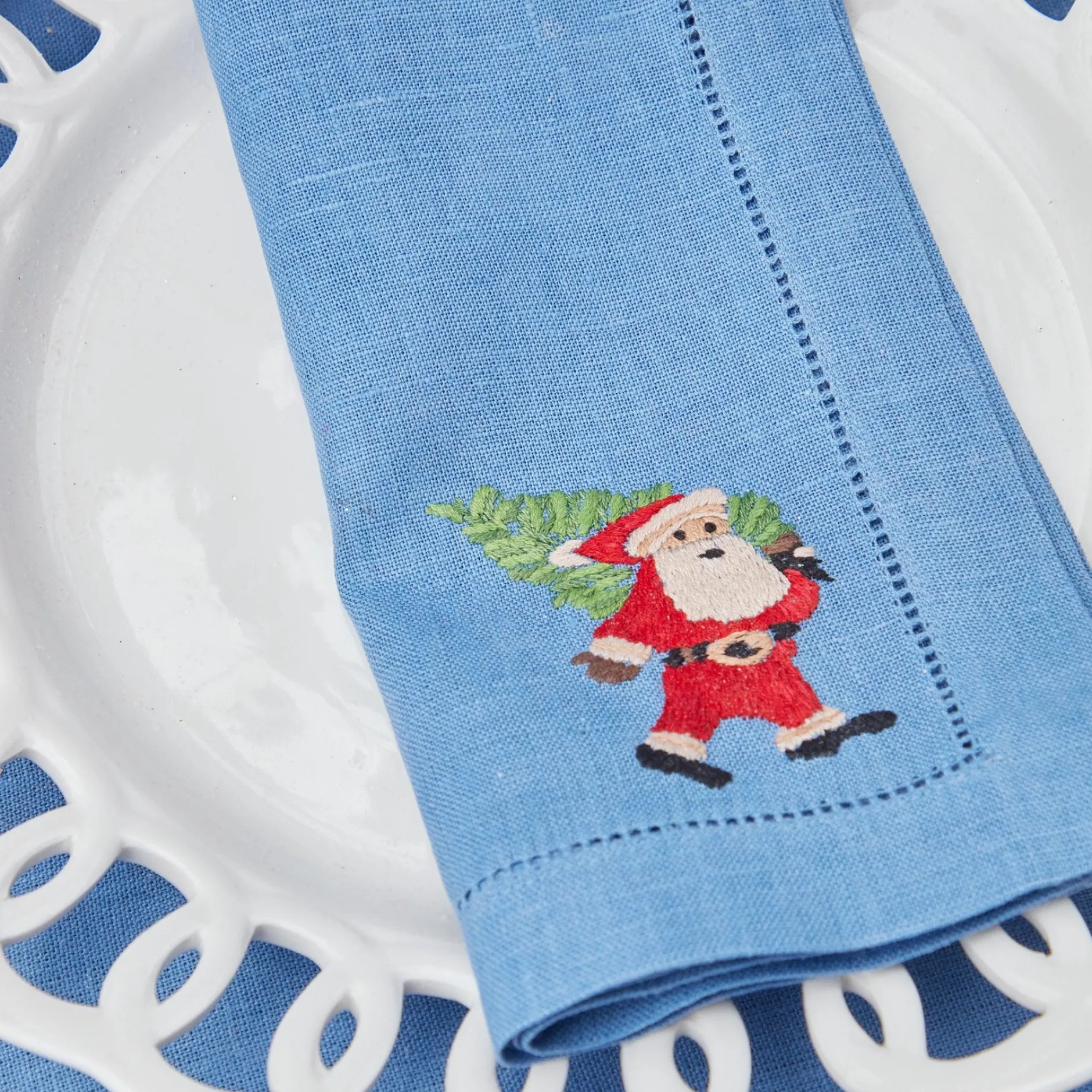 Discount Mrs. Alice Blue Hand Embroidered Father Christmas Napkins (Set Of 4)