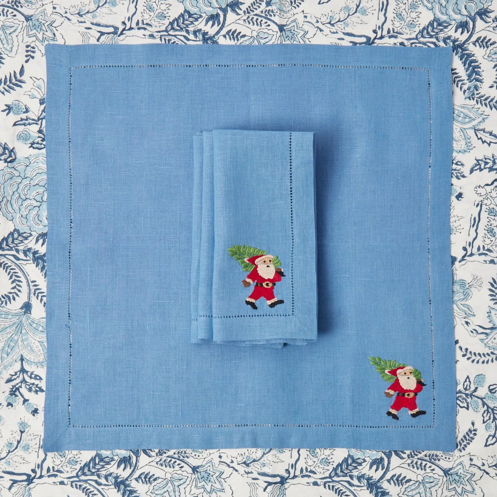 Discount Mrs. Alice Blue Hand Embroidered Father Christmas Napkins (Set Of 4)