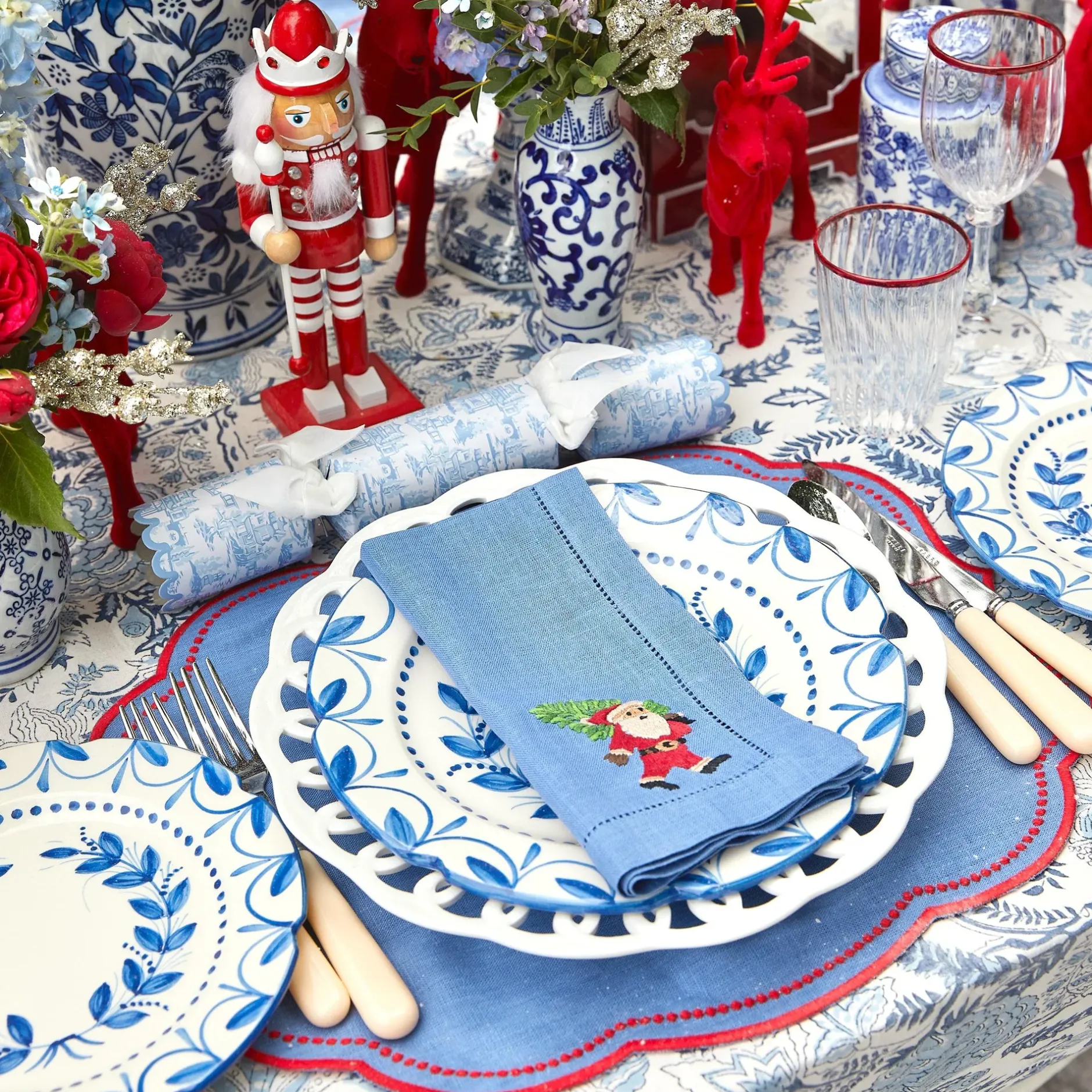 Discount Mrs. Alice Blue Hand Embroidered Father Christmas Napkins (Set Of 4)