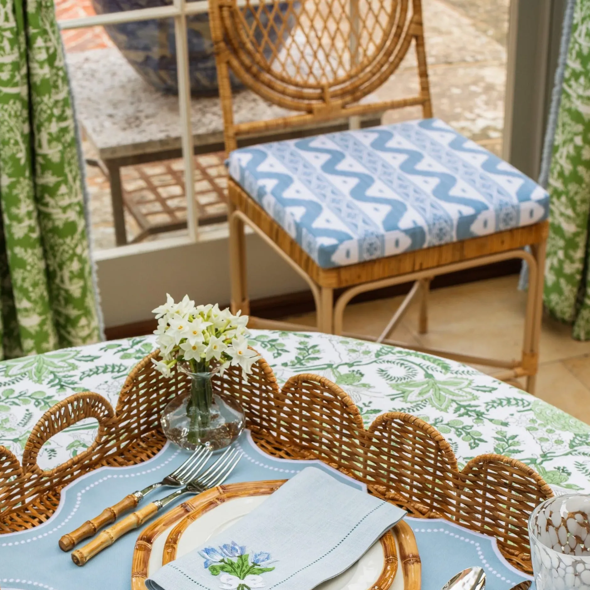 Sale Mrs. Alice Blue Ikat Seat Pad Cushion