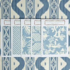 New Mrs. Alice Blue Ikat Stripe Fabric