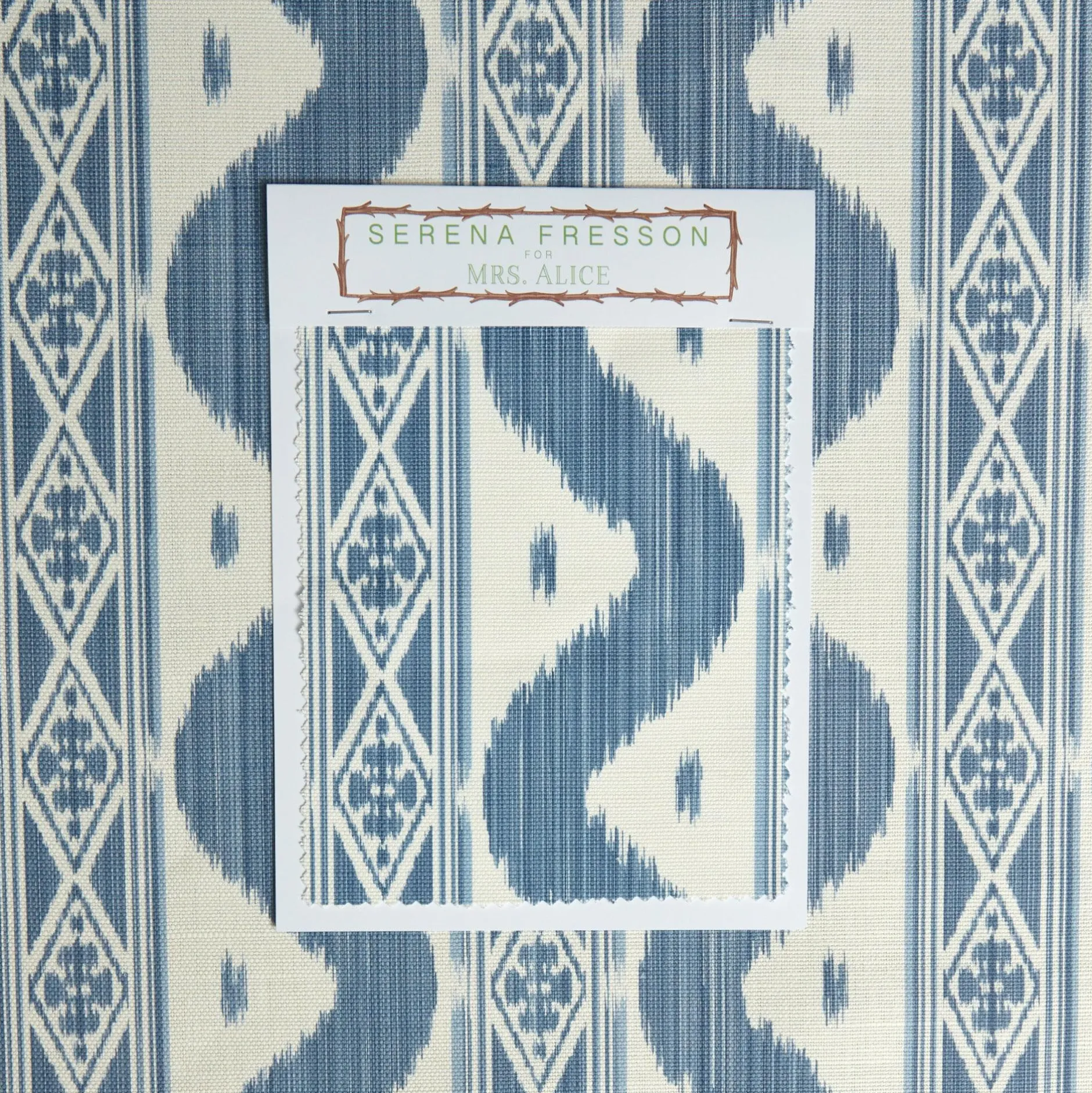 New Mrs. Alice Blue Ikat Stripe Fabric