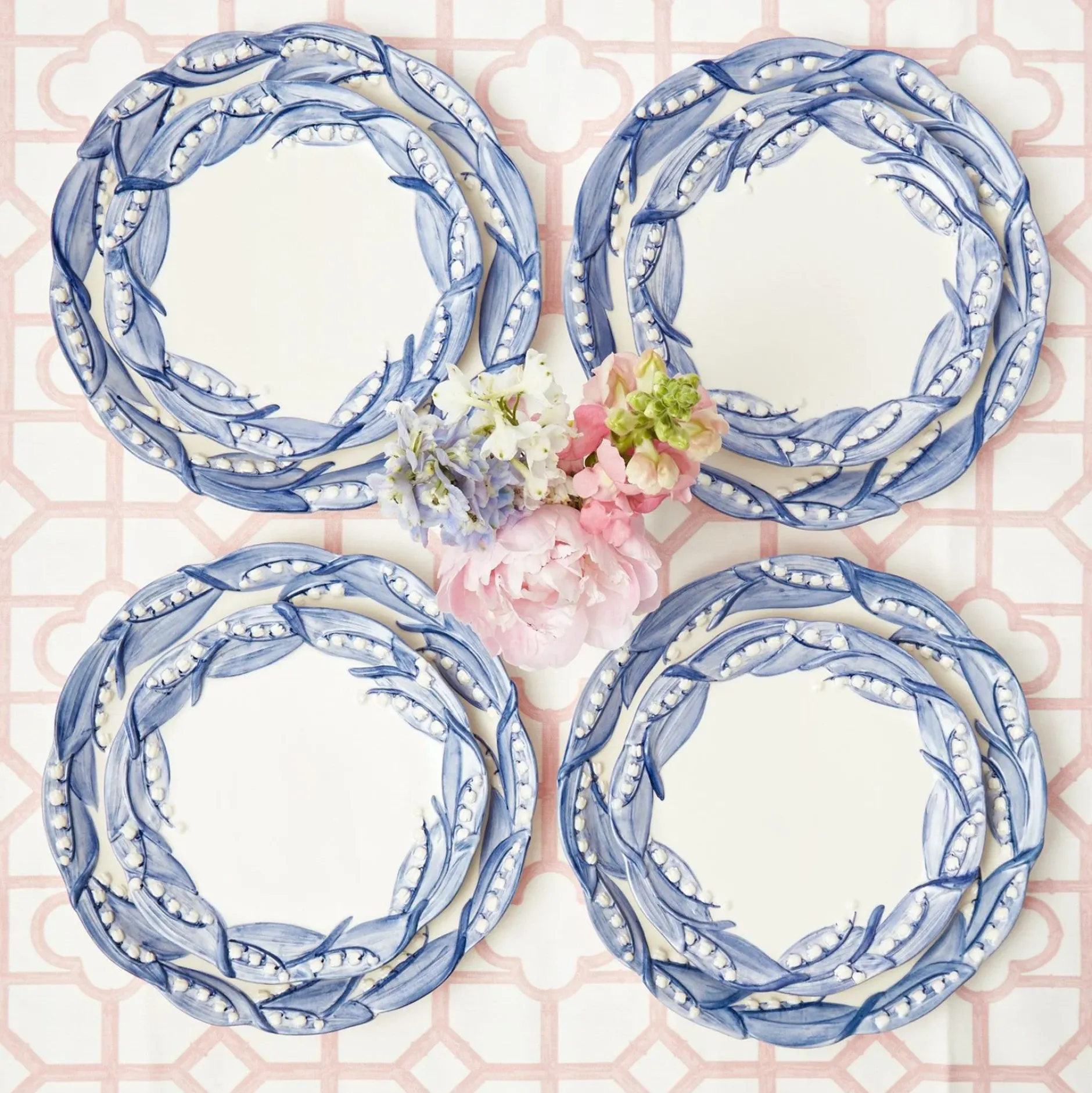 Best Mrs. Alice Blue Lily Of The Valley Dinner & Starter Plates (Set Of 8)