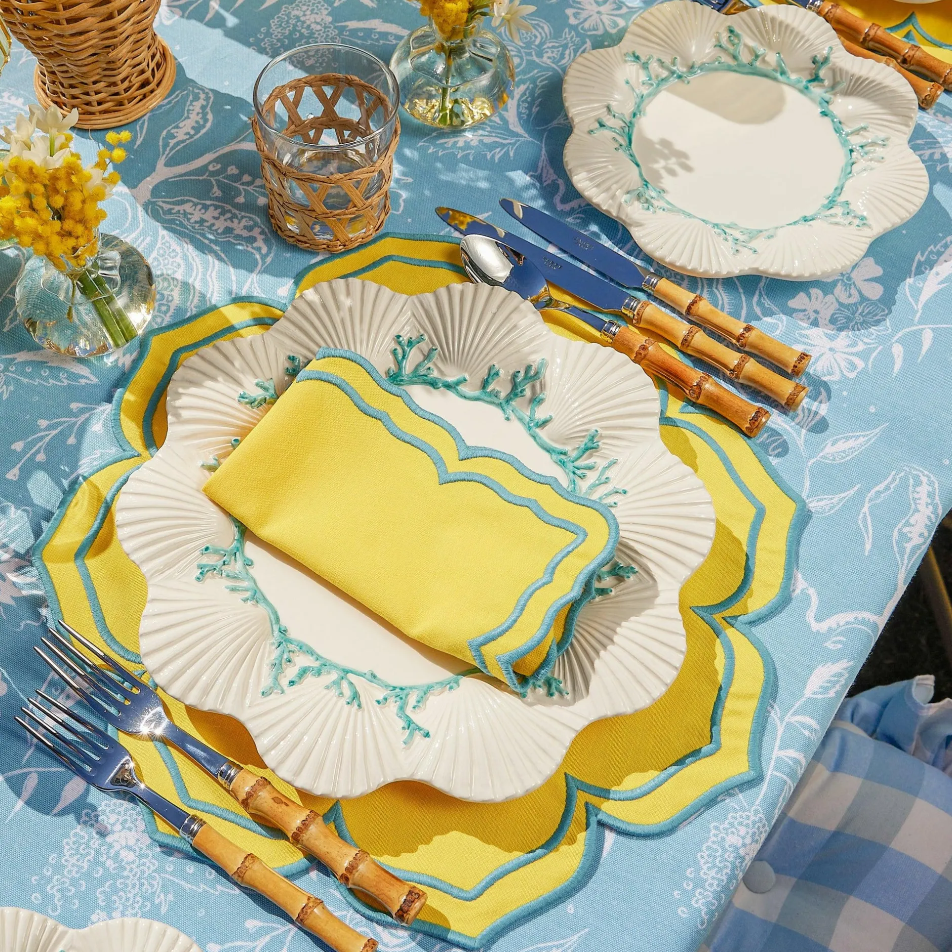 Online Mrs. Alice Blue Melograno & Fleur Yellow Linen Set