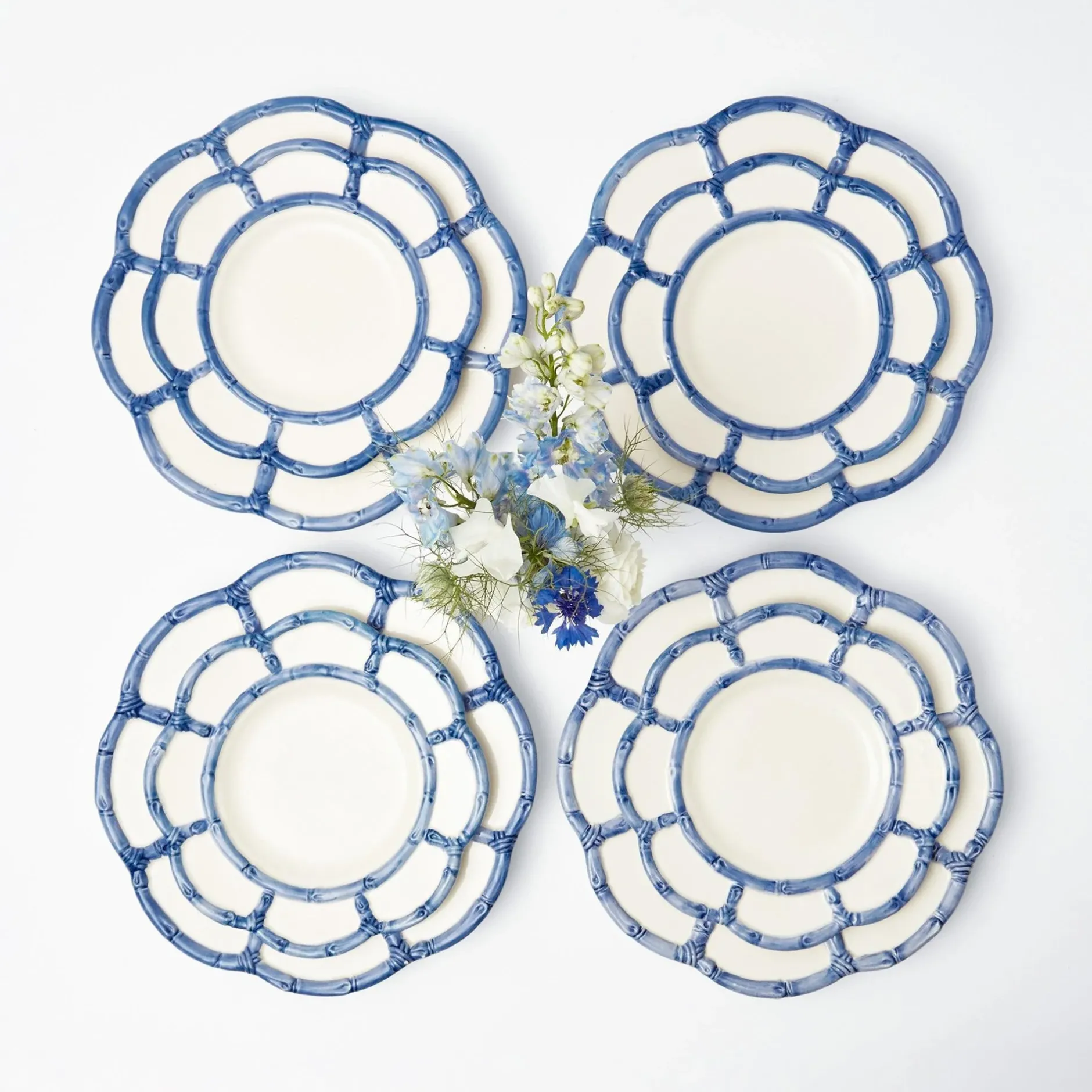 Online Mrs. Alice Blue Petal Bamboo Dinner & Starter Plates (Set Of 8)