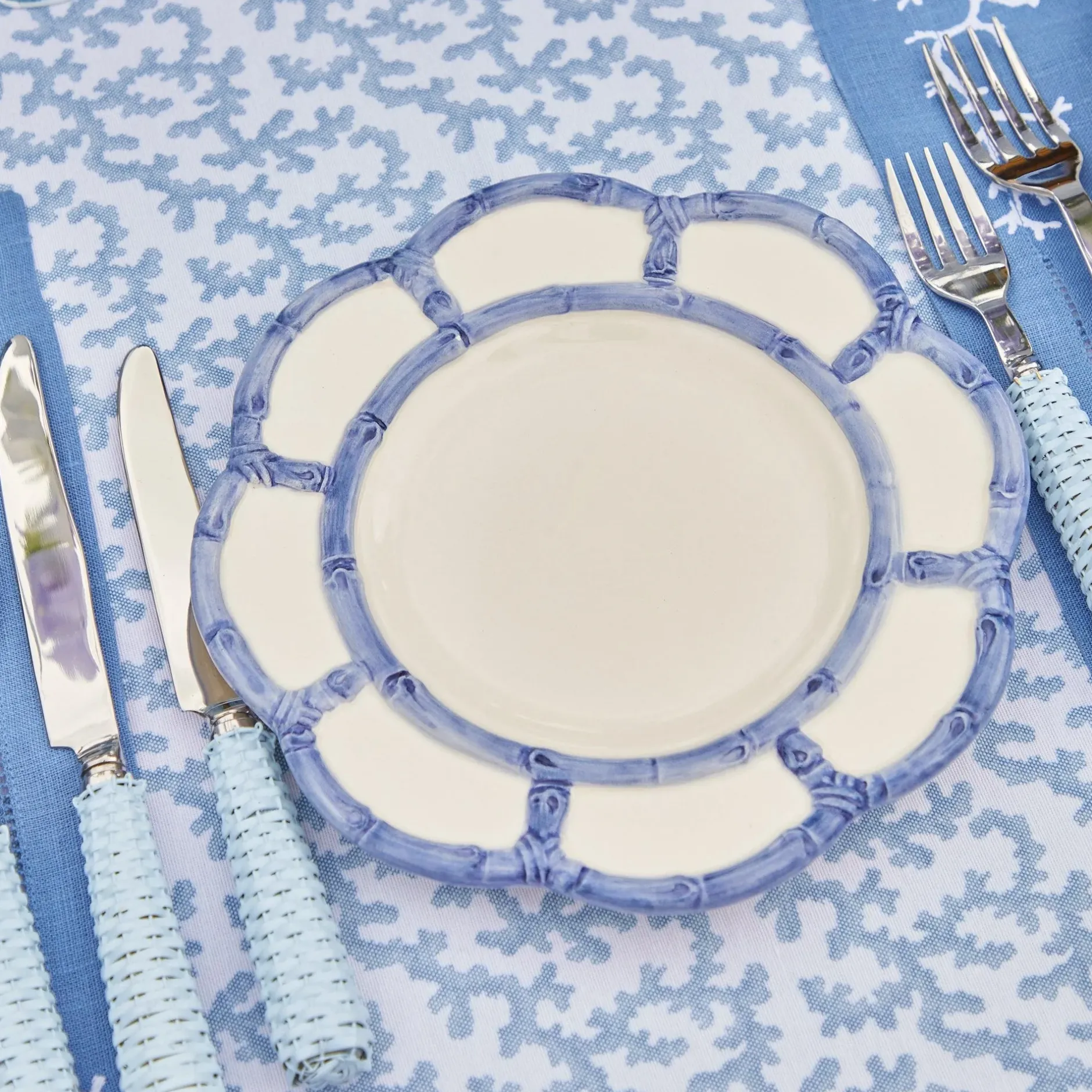 Online Mrs. Alice Blue Petal Bamboo Dinner & Starter Plates (Set Of 8)