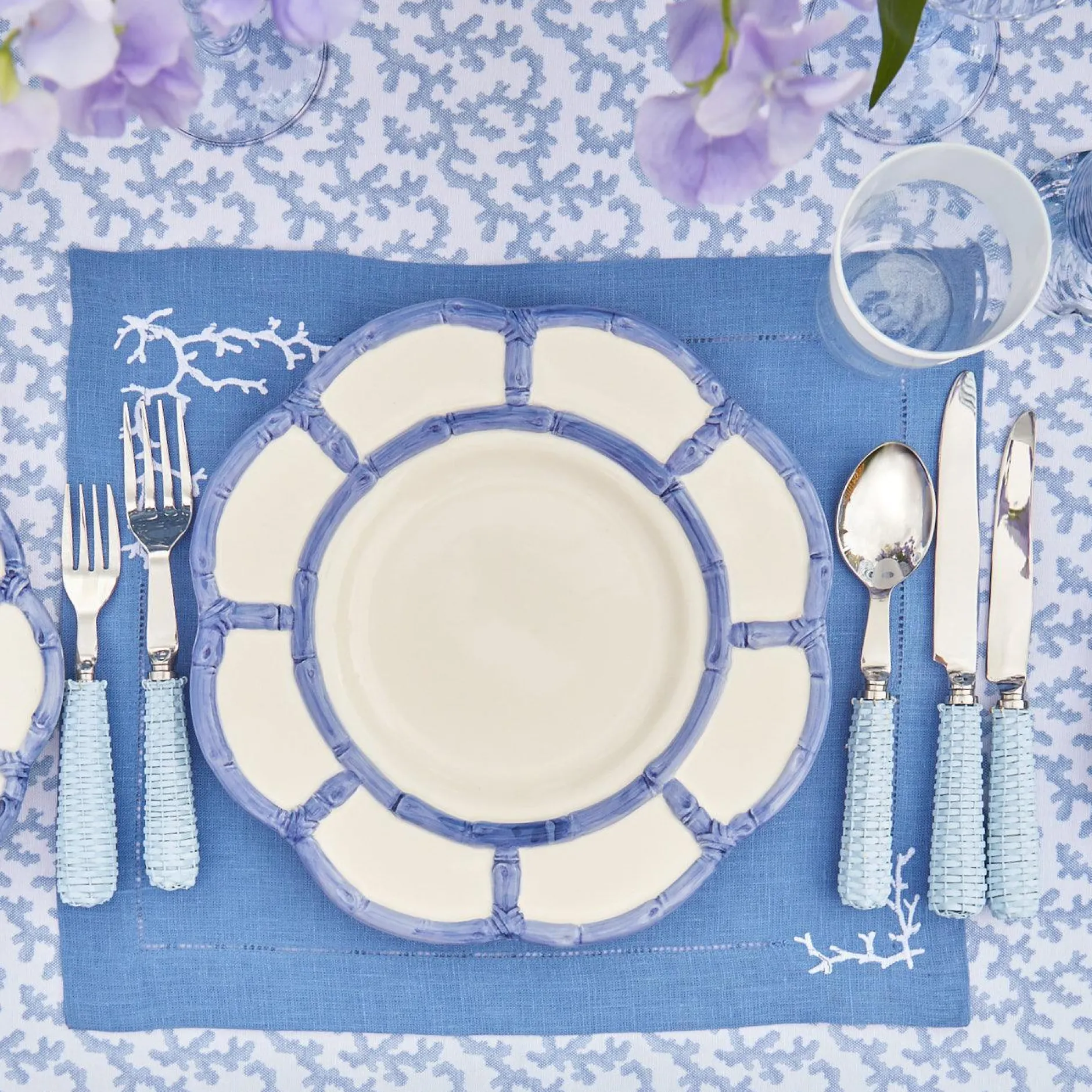 Best Mrs. Alice Blue Petal Bamboo Dinner & Starter Plates (Set Of 8)
