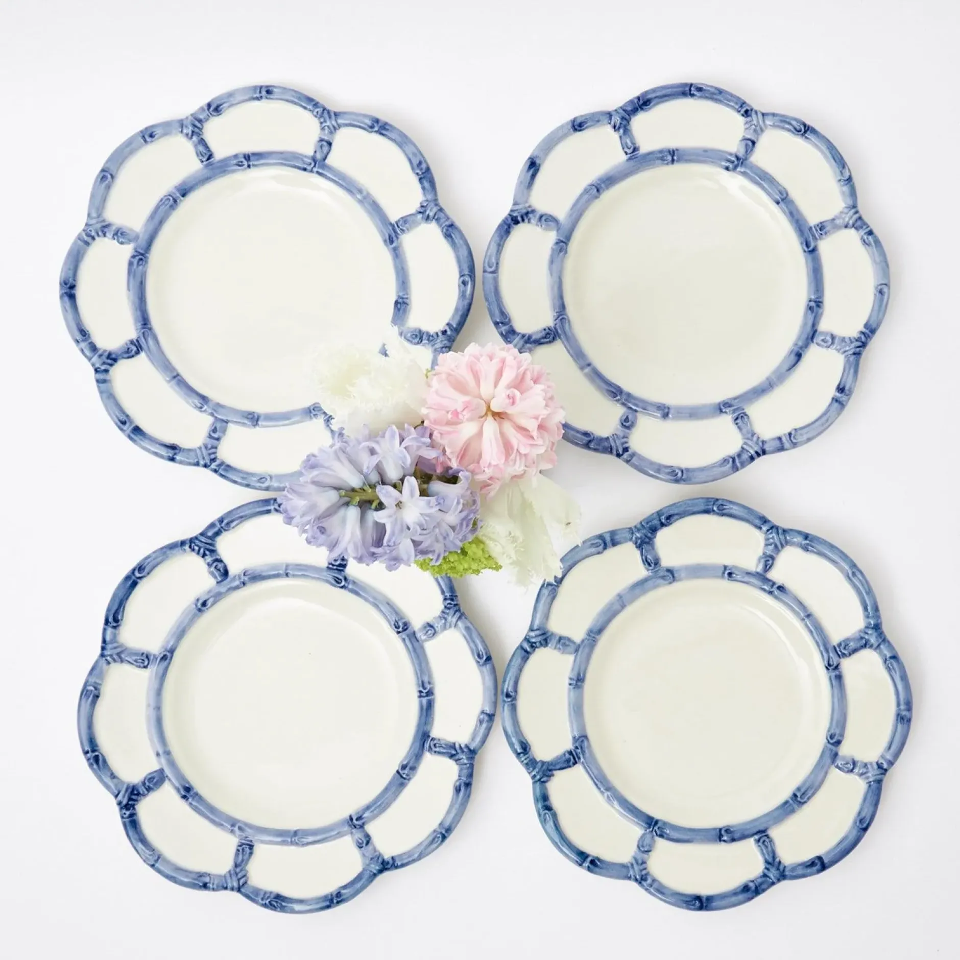 New Mrs. Alice Blue Petal Bamboo Starter Plate (Set Of 4)