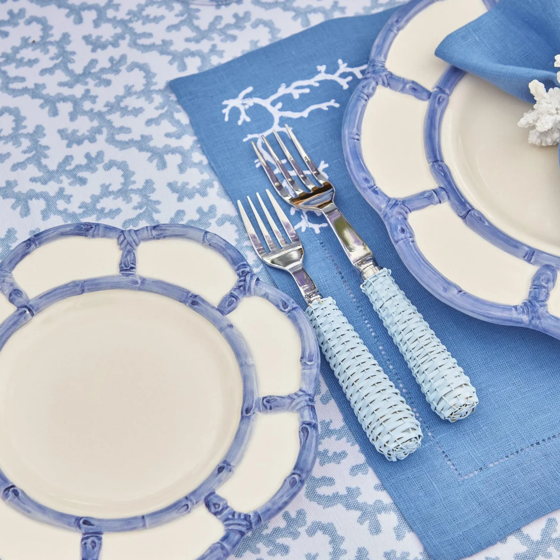 Clearance Mrs. Alice Blue Rattan Cutlery (5 Piece)