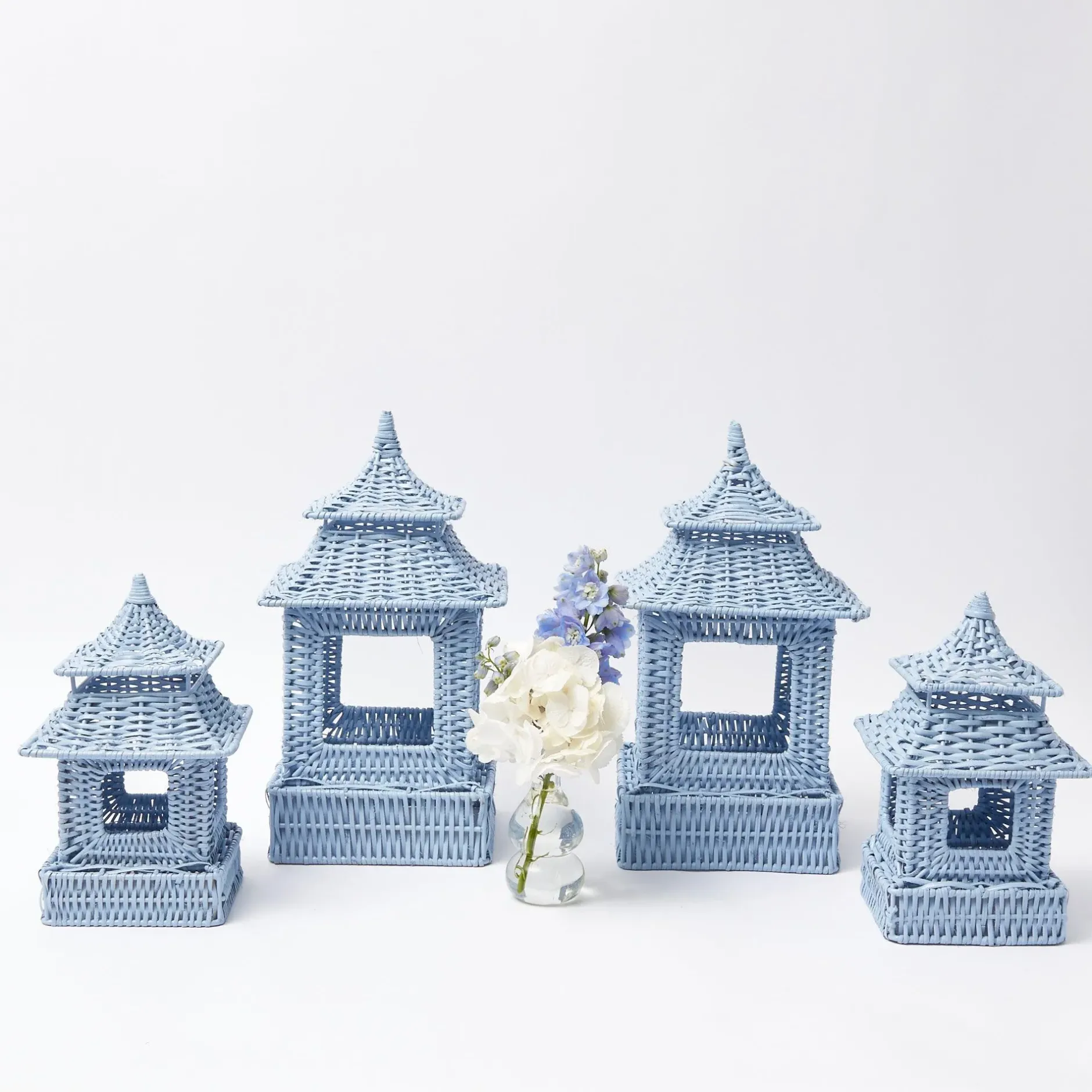 New Mrs. Alice Blue Rattan Pagoda Lantern Set
