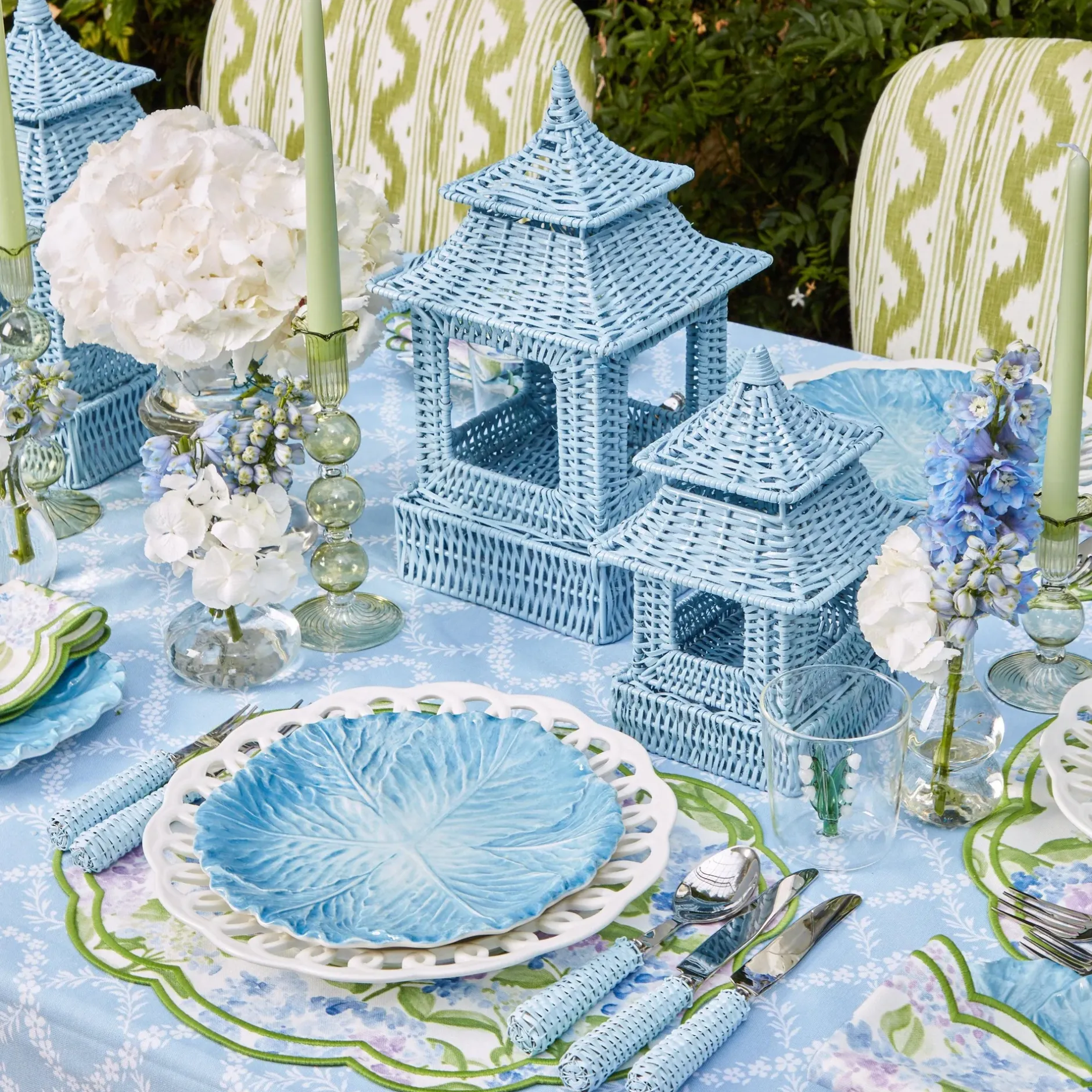 Mrs. Alice Blue Rattan Pagoda Lantern