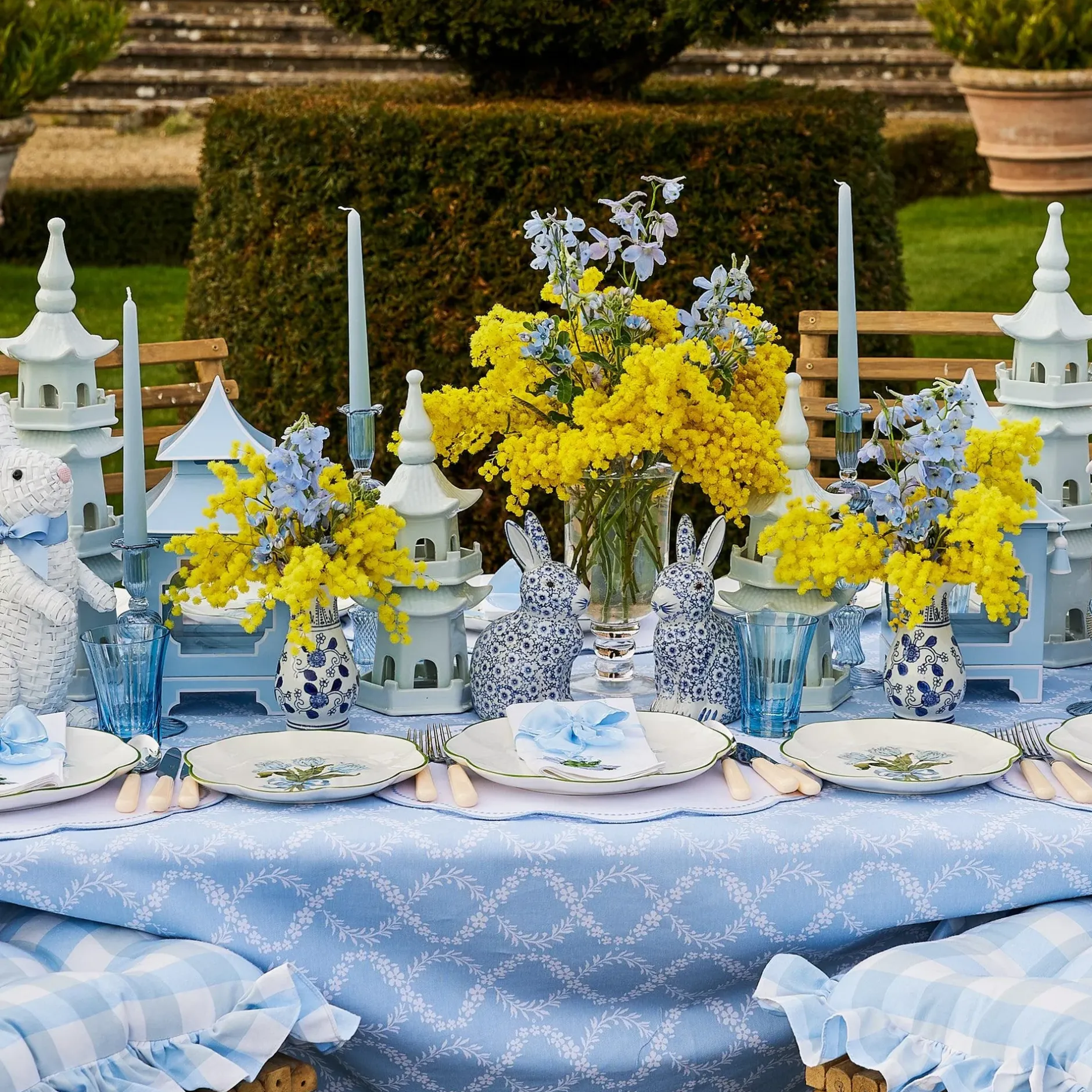New Mrs. Alice Blue Saddle Stitch Napkin Bows (Set Of 4)