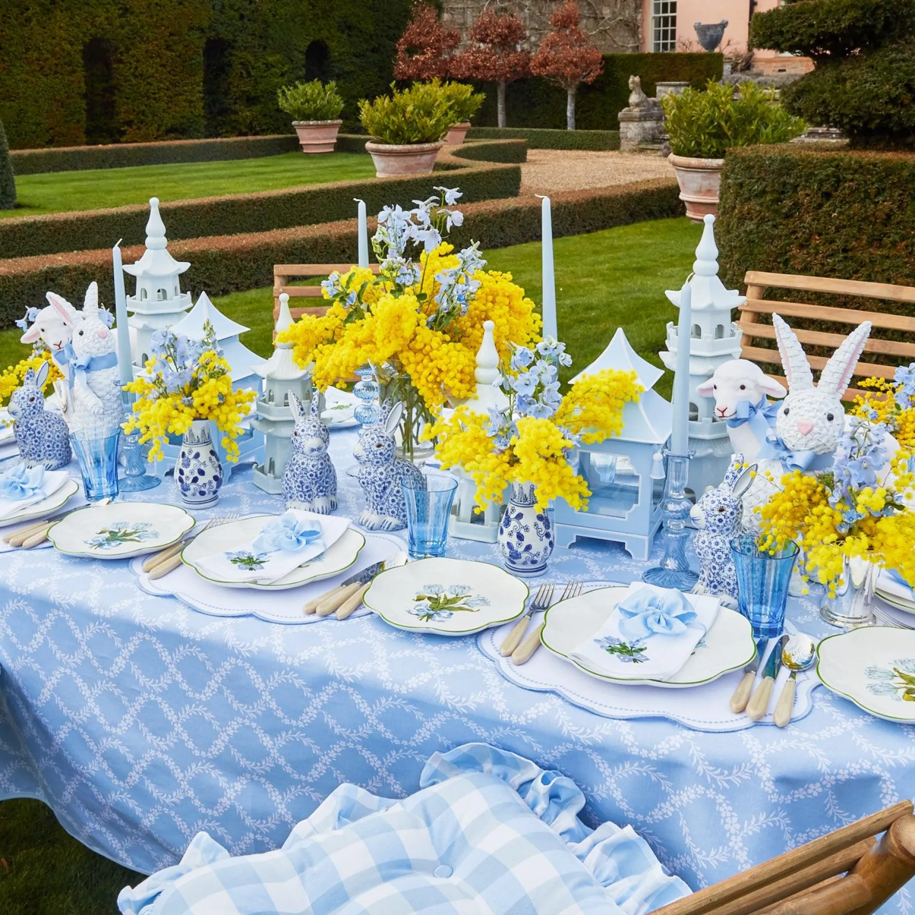 New Mrs. Alice Blue Saddle Stitch Napkin Bows (Set Of 4)
