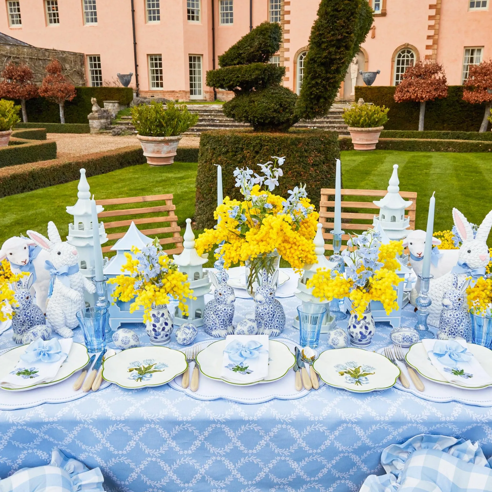 New Mrs. Alice Blue Saddle Stitch Napkin Bows (Set Of 4)