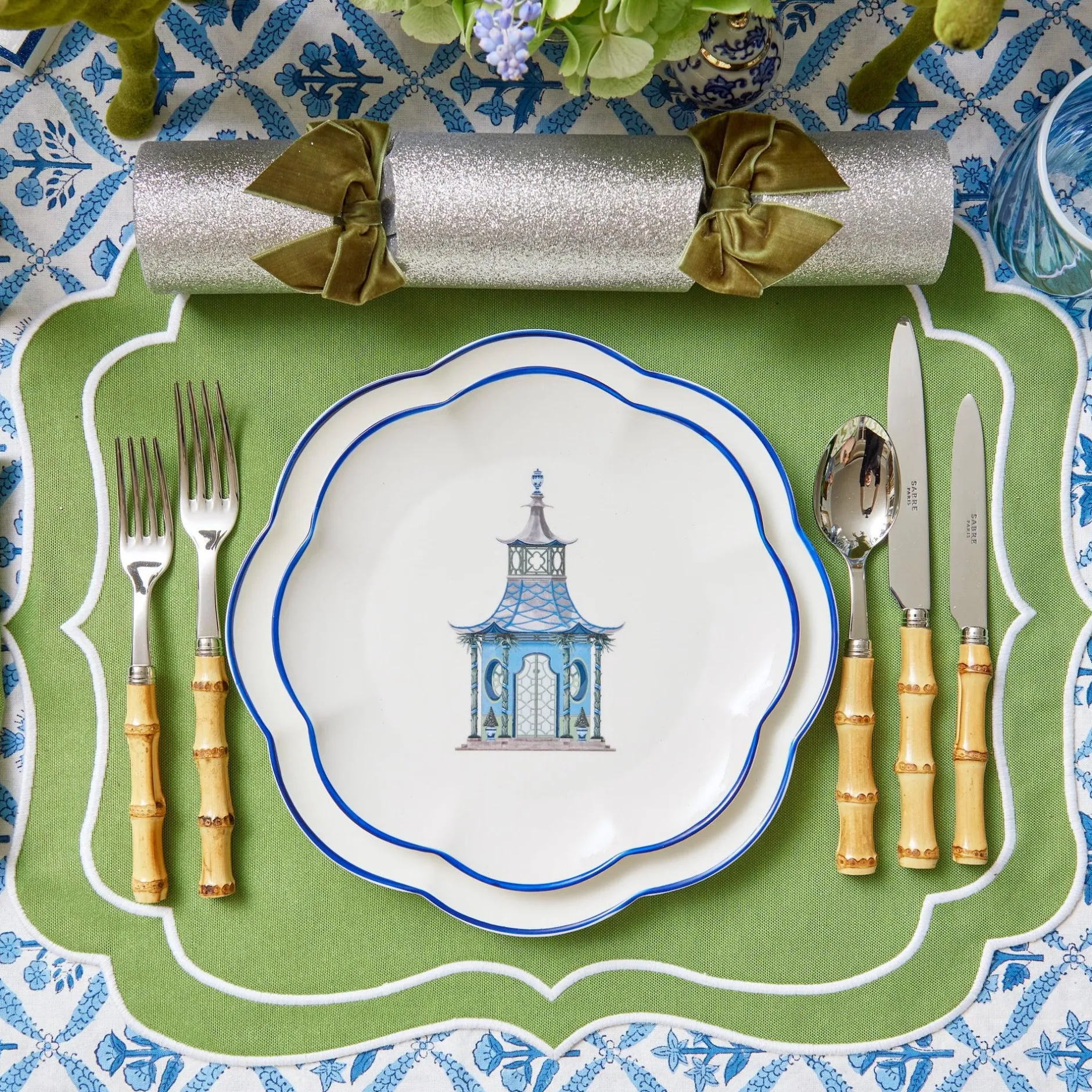 Clearance Mrs. Alice Blue Scalloped Pagoda Starter Plate