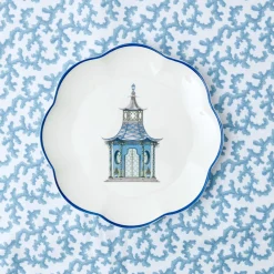 Clearance Mrs. Alice Blue Scalloped Pagoda Starter Plate