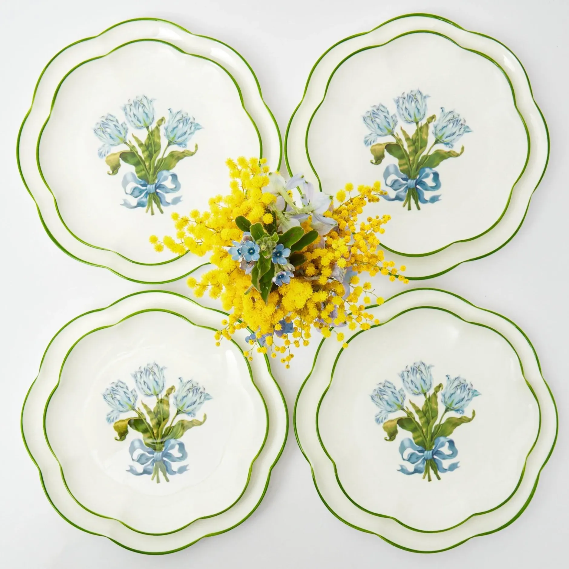 Mrs. Alice Blue Tulip Dinner & Starter Plates (Set Of 8)