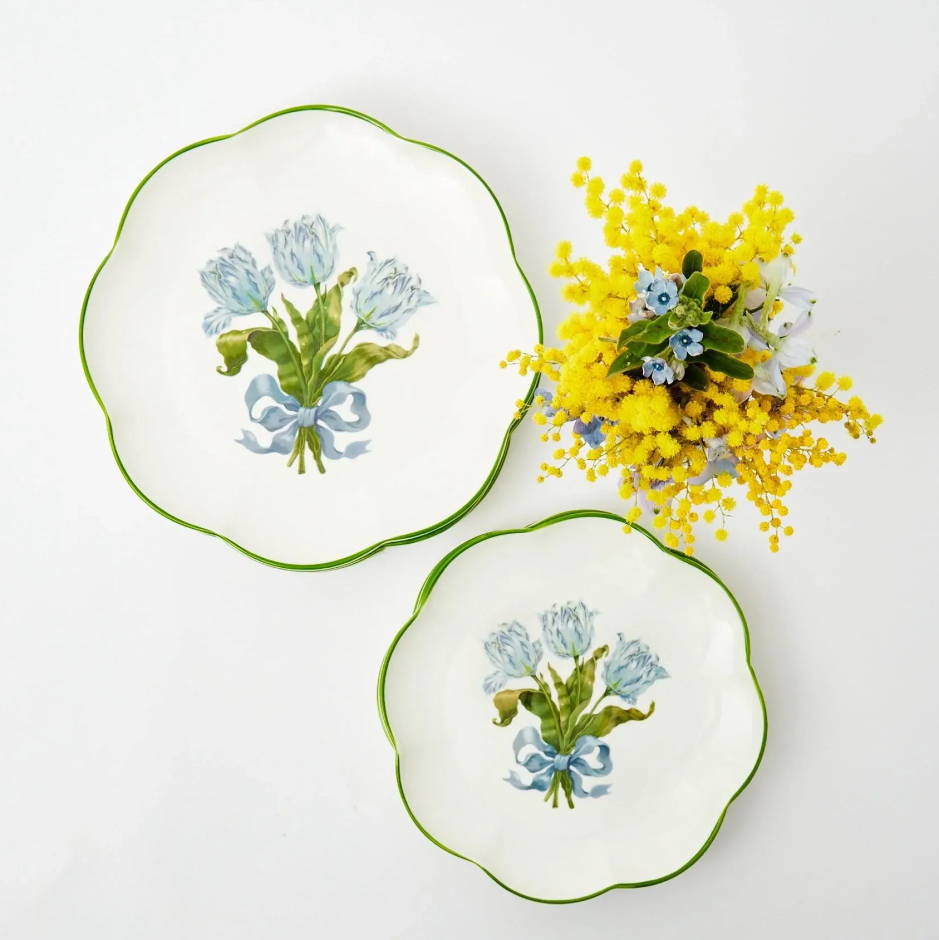 Mrs. Alice Blue Tulip Dinner & Starter Plates (Set Of 8)