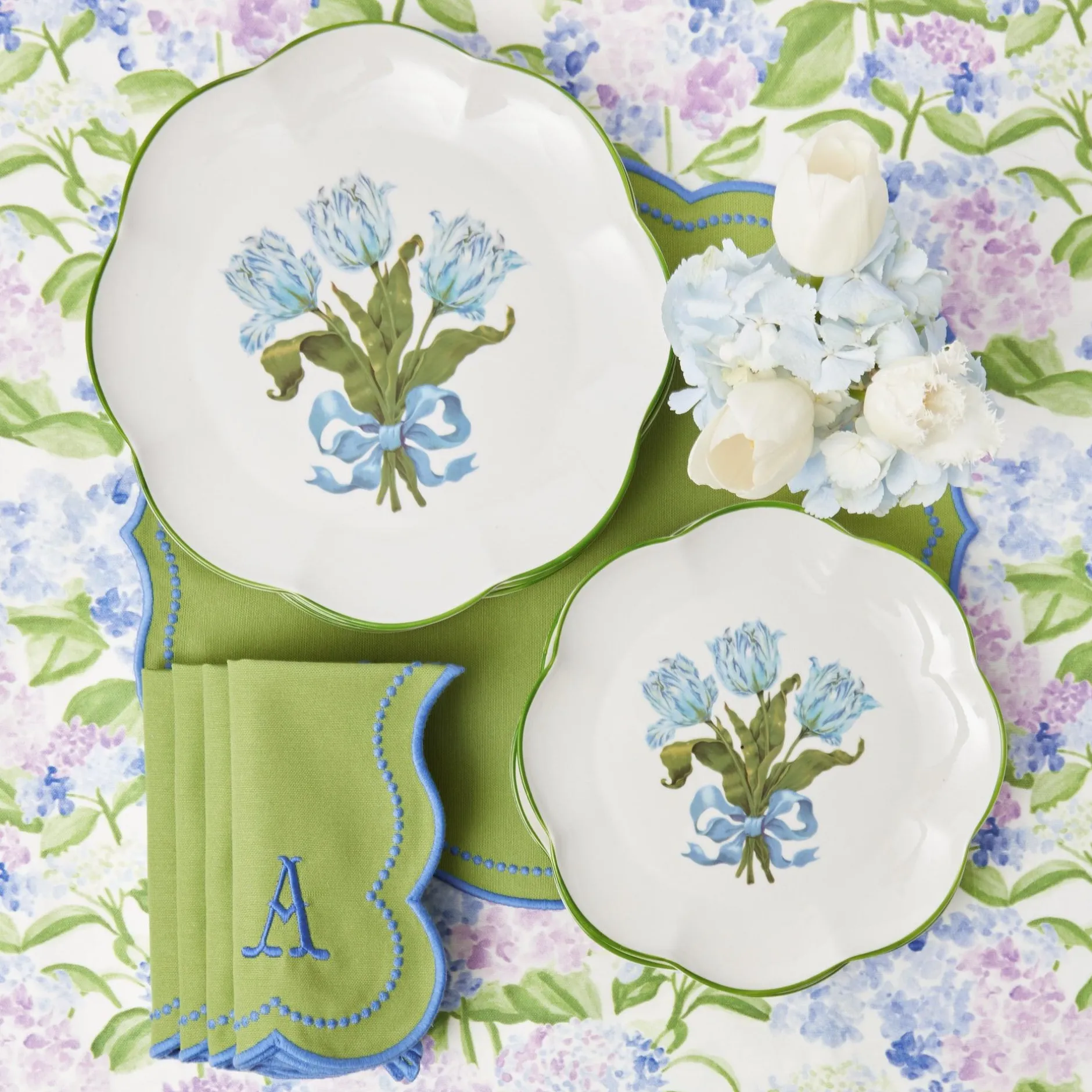Online Mrs. Alice Blue Tulip Dinner & Starter Plates (Set Of 8)
