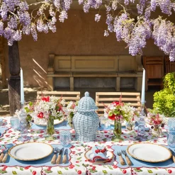 Online Mrs. Alice Blue With Red Scallop Placemats & Napkins (Set Of 4)