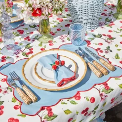 Online Mrs. Alice Blue With Red Scallop Placemat (Set Of 4)
