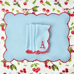 Online Mrs. Alice Blue With Red Scallop Placemat (Set Of 4)