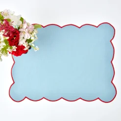 Online Mrs. Alice Blue With Red Scallop Placemat (Set Of 4)