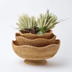 Online Mrs. Alice Brown Scalloped Rattan Bowl (Medium)