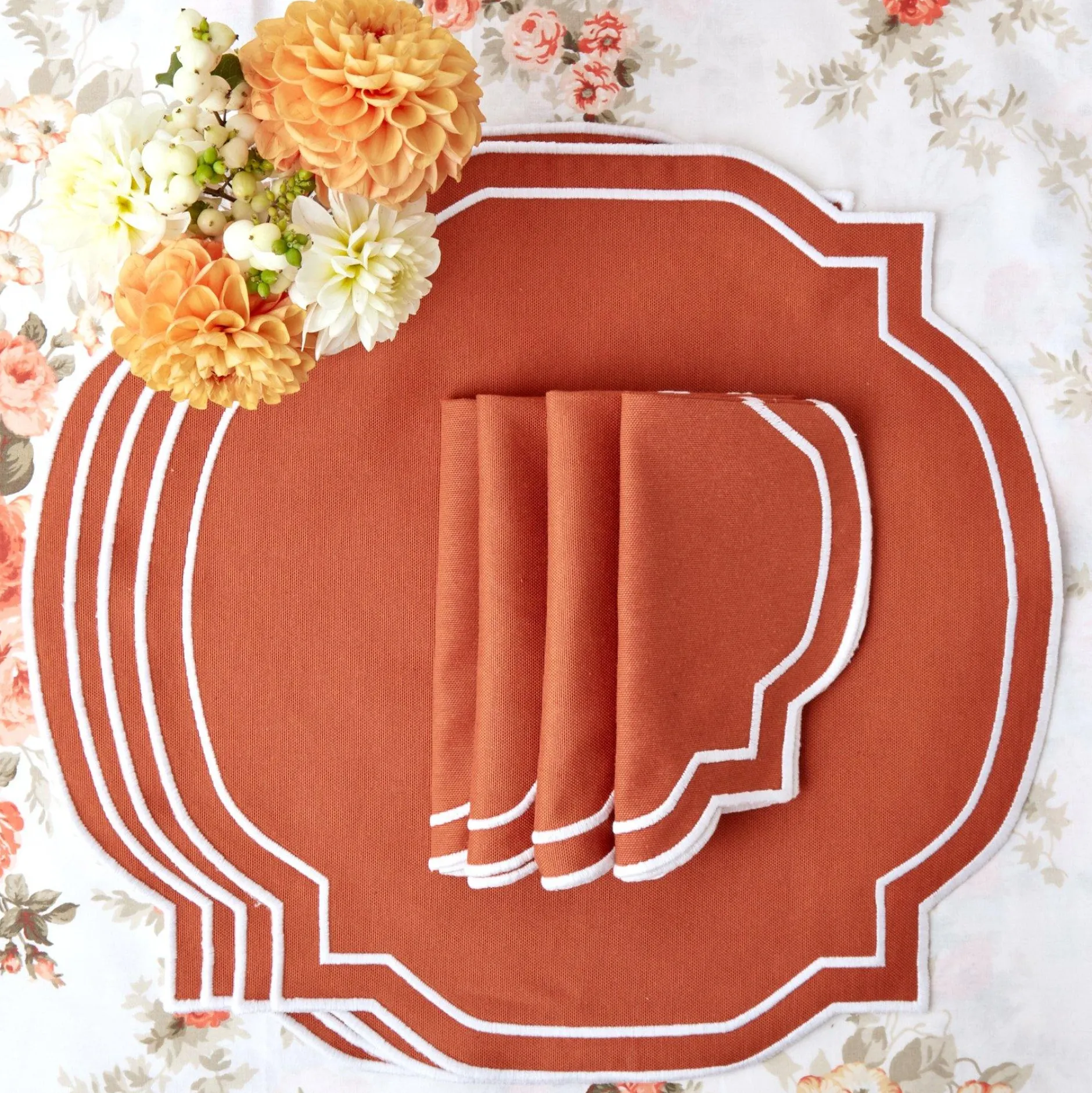 Outlet Mrs. Alice Burnt Orange Placemats (Set Of 4)